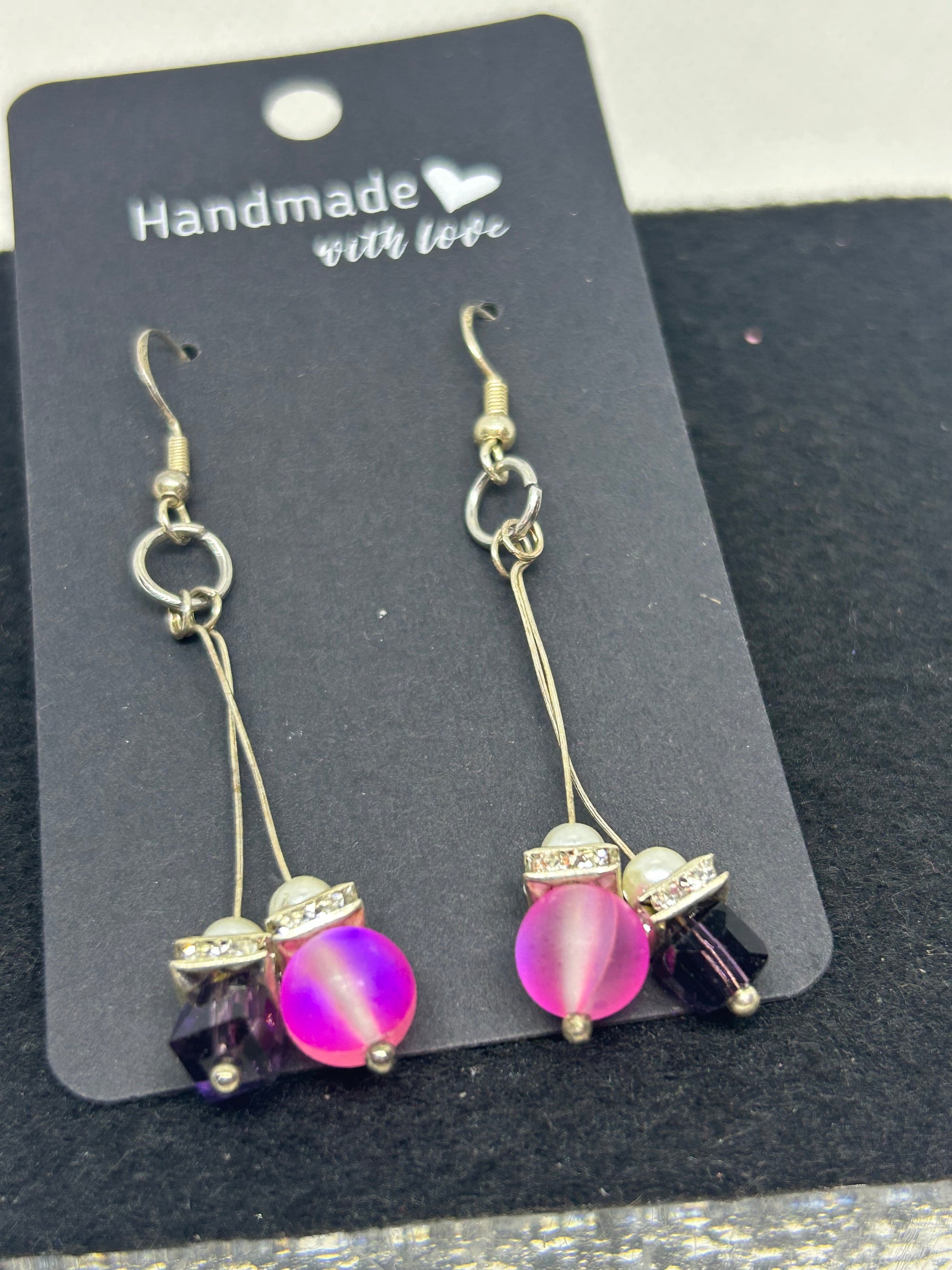 Glowing Purple Mermaid Beaded Earrings