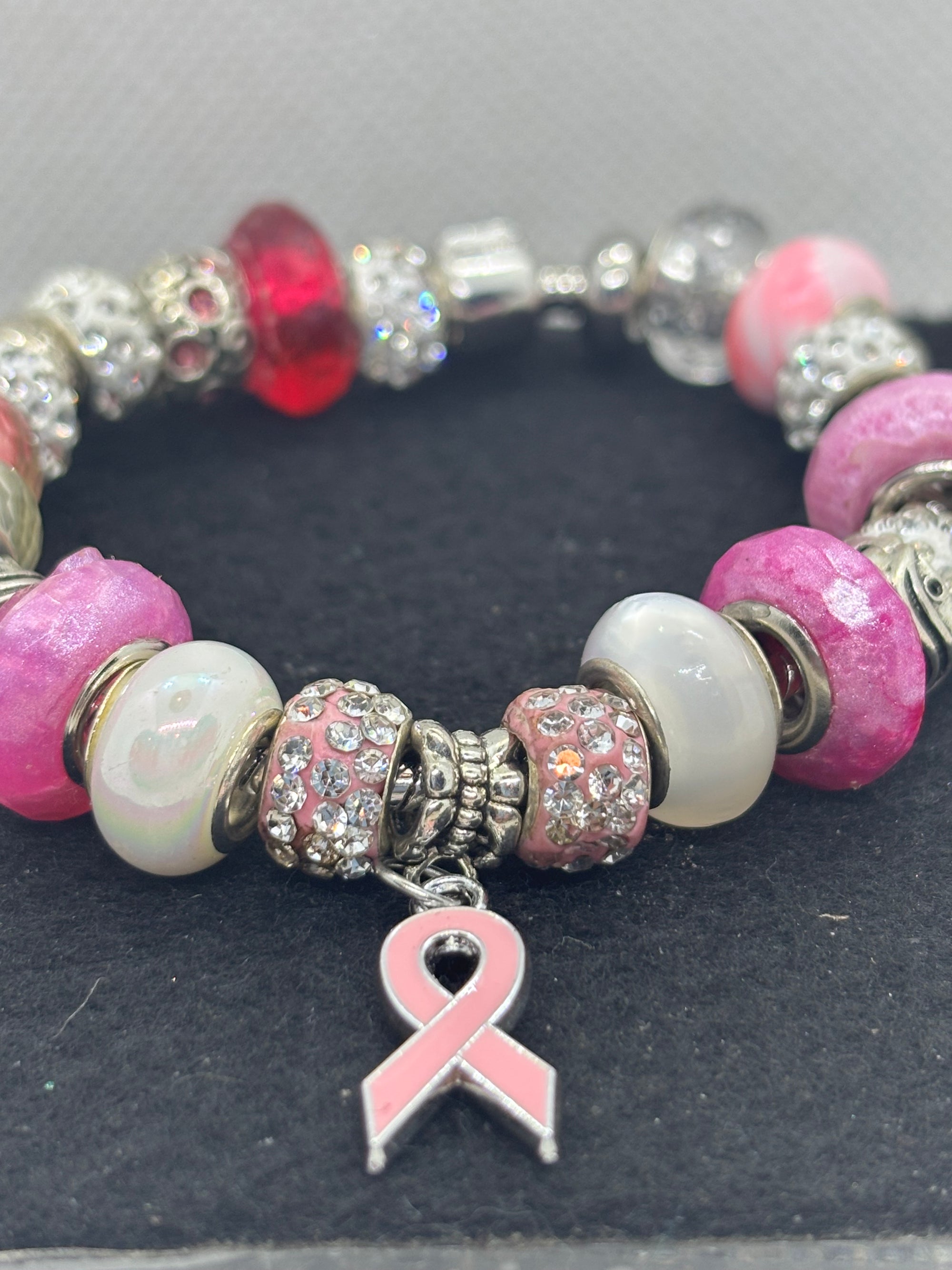 Breast Cancer Awareness Ribbon Charm Bracelet