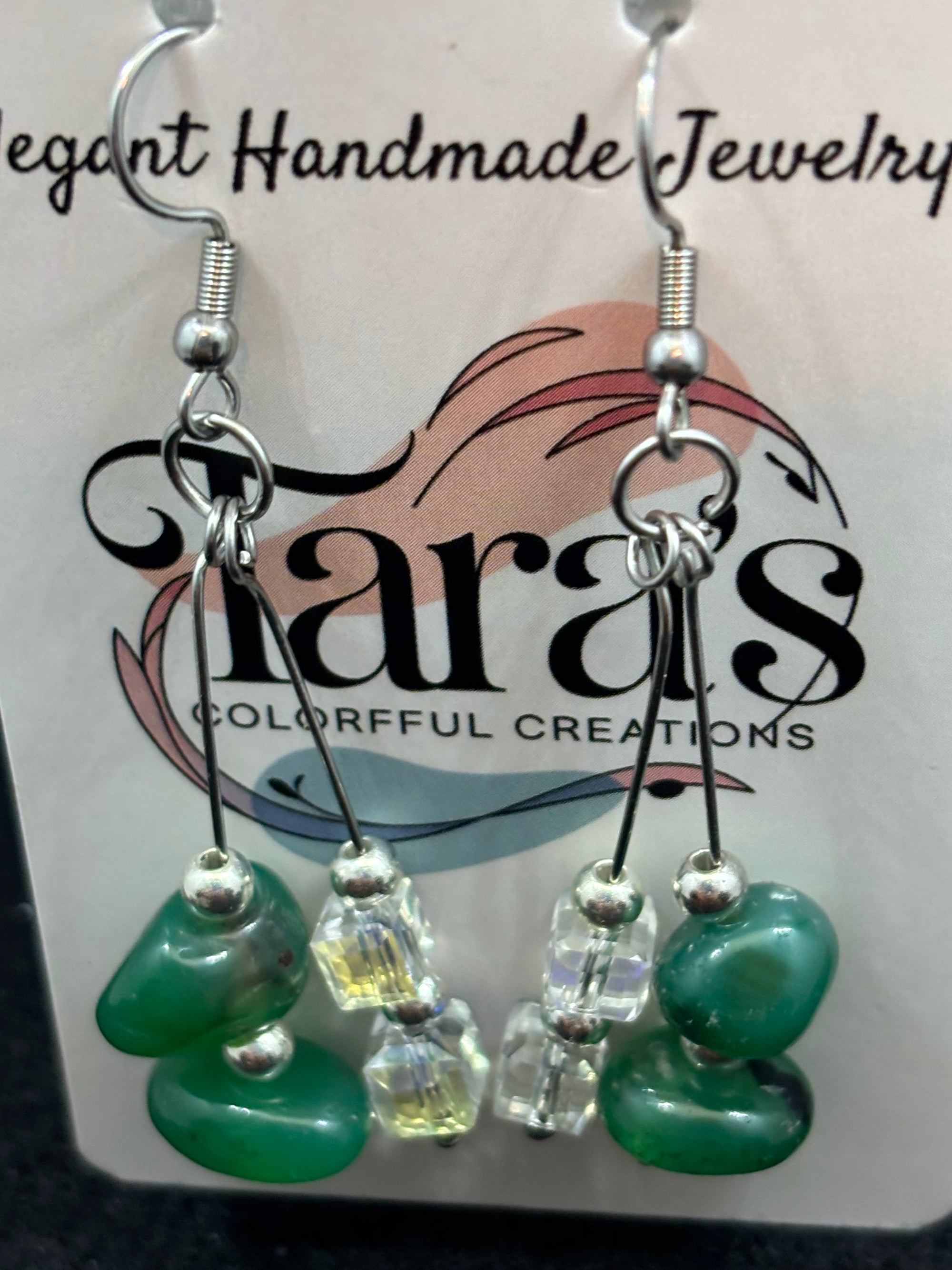 Double Jade and Double Glass Earrings