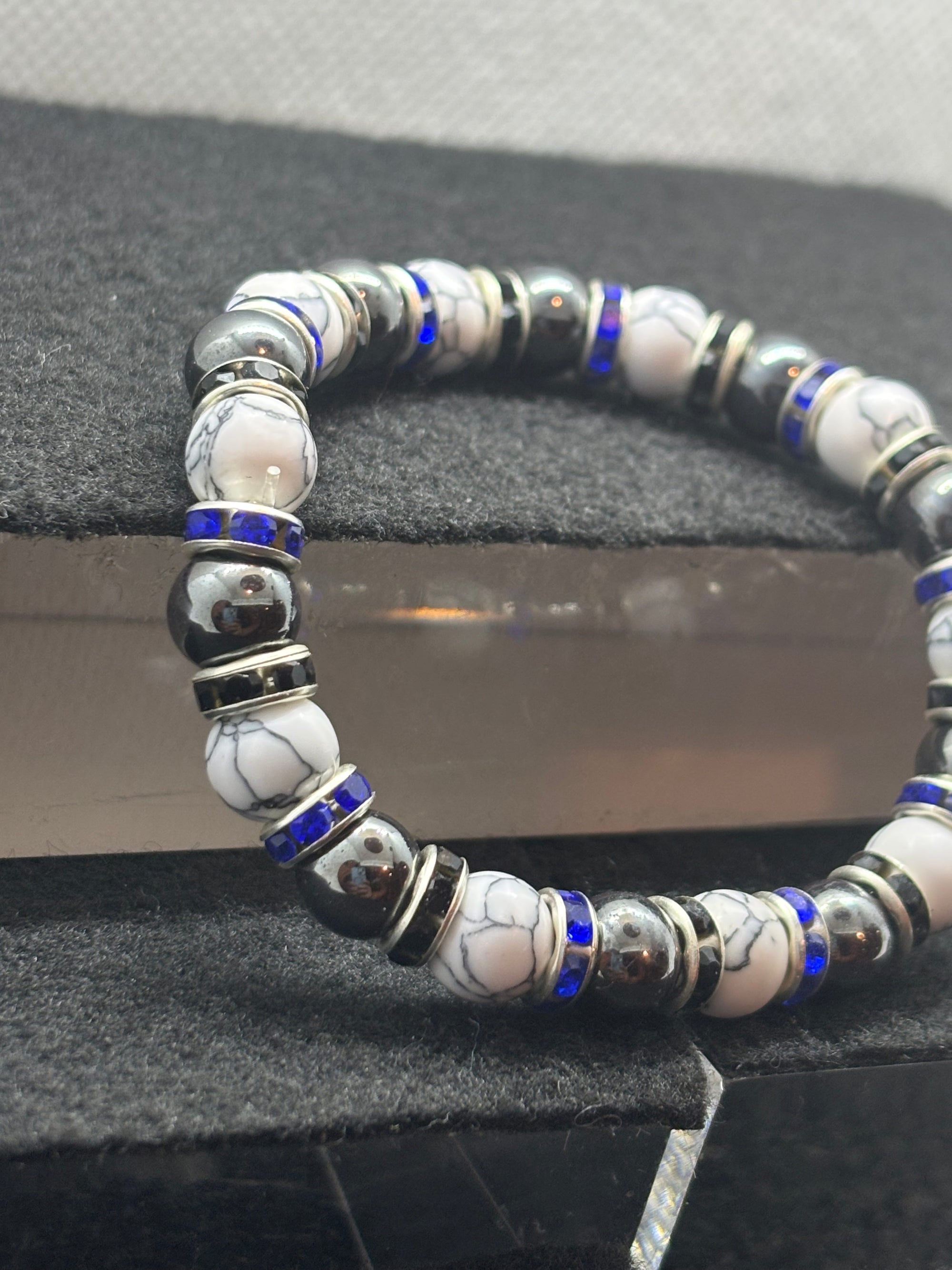 Howl Lite and Hematite Beaded Bracelet