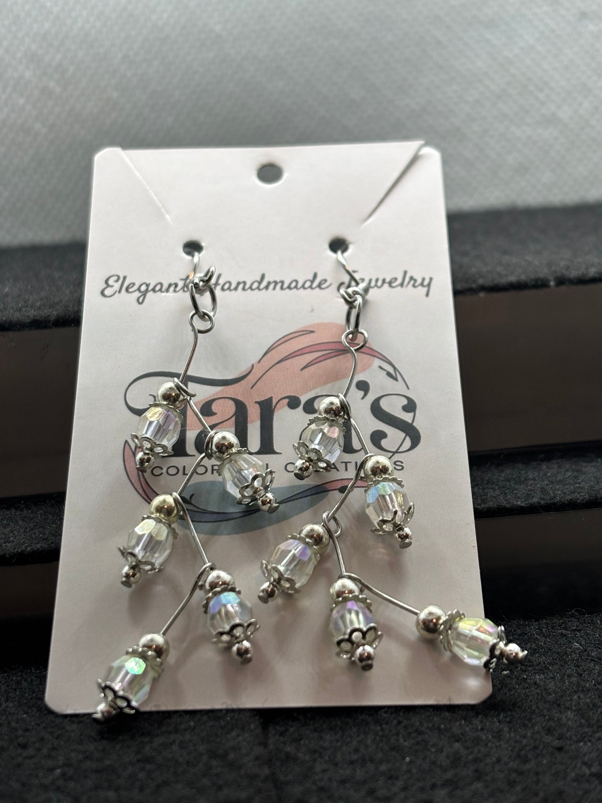 Clear Beaded Stager Earring