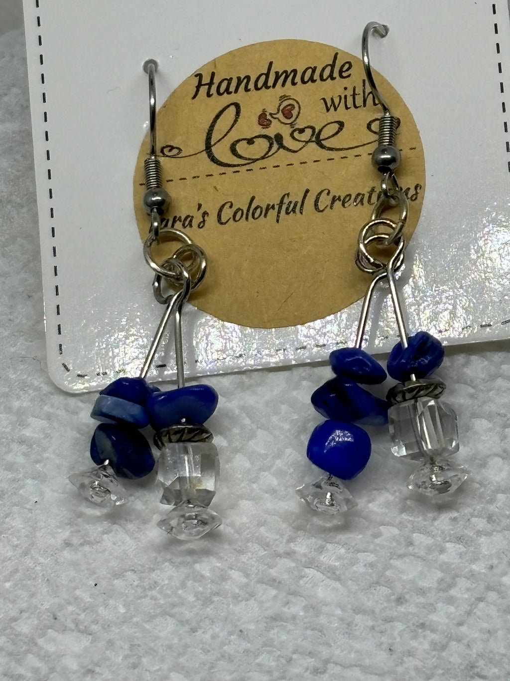 Natural Blue Stone Glass Earrings