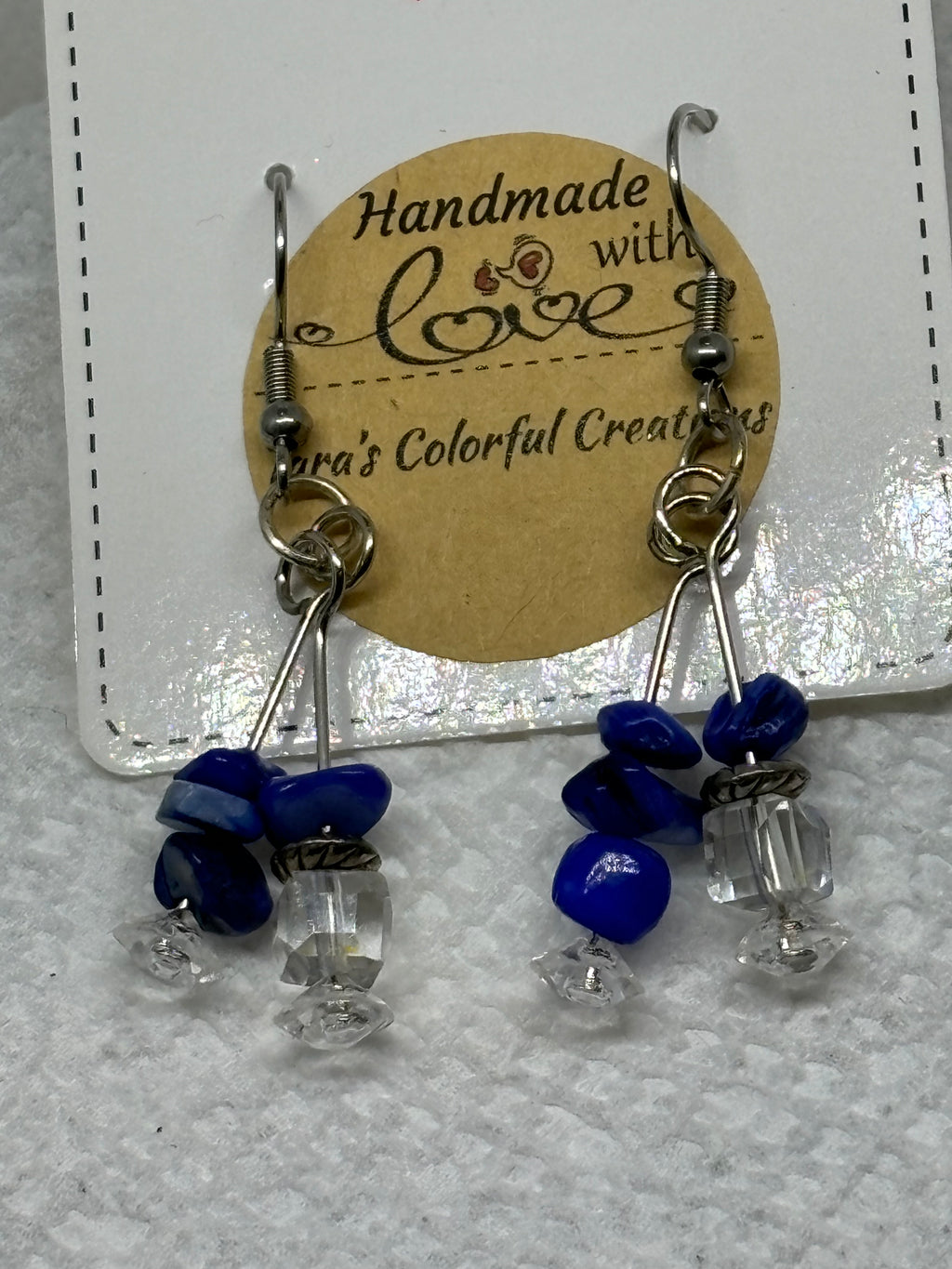 Natural Blue Stone Glass Earrings