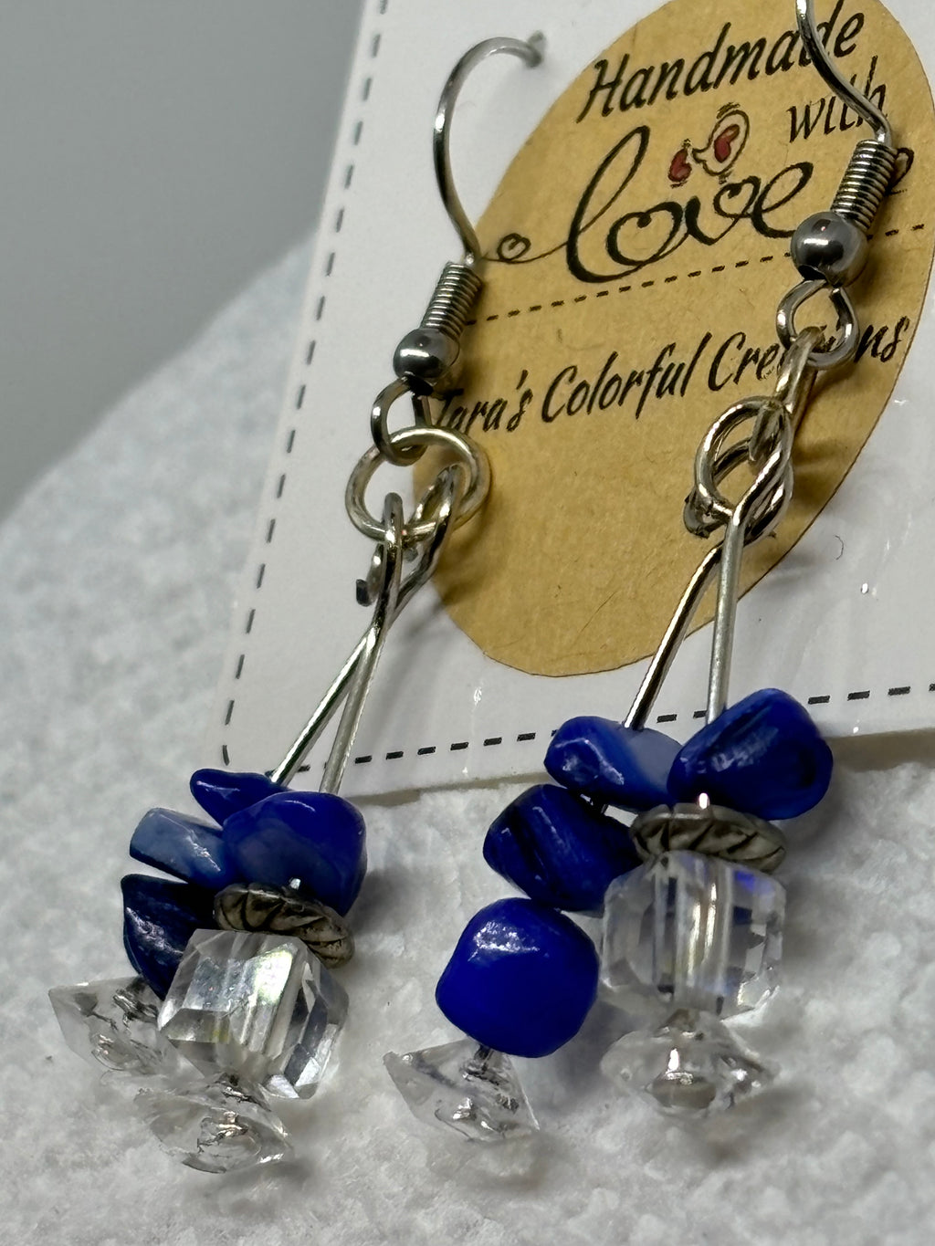 Natural Blue Stone Glass Earrings