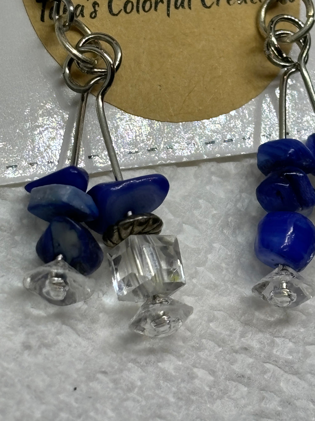 Natural Blue Stone Glass Earrings