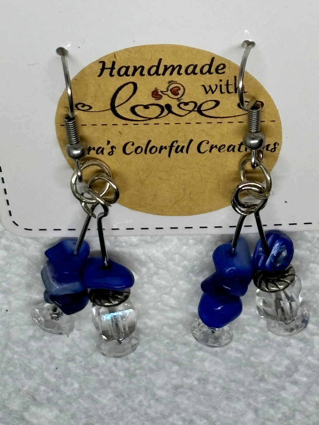 Natural Blue Stone Glass Earrings