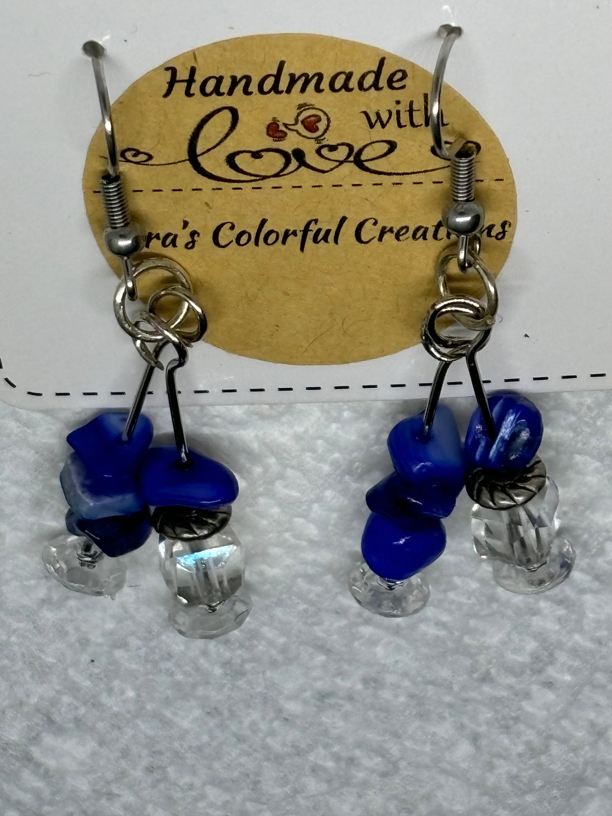 Natural Blue Stone Glass Earrings