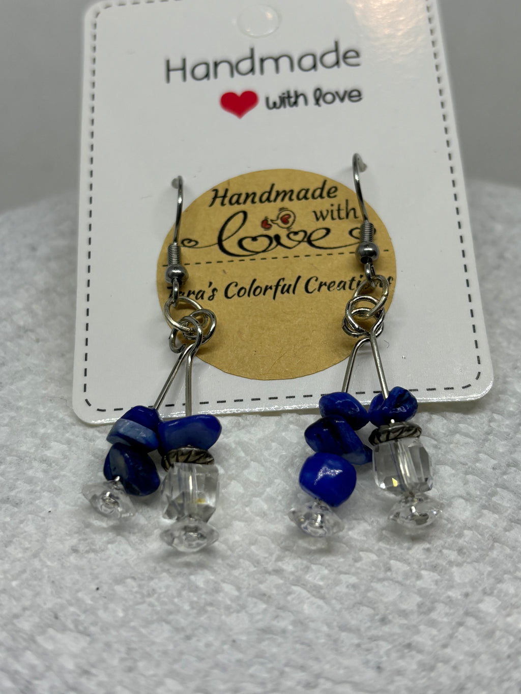 Natural Blue Stone Glass Earrings
