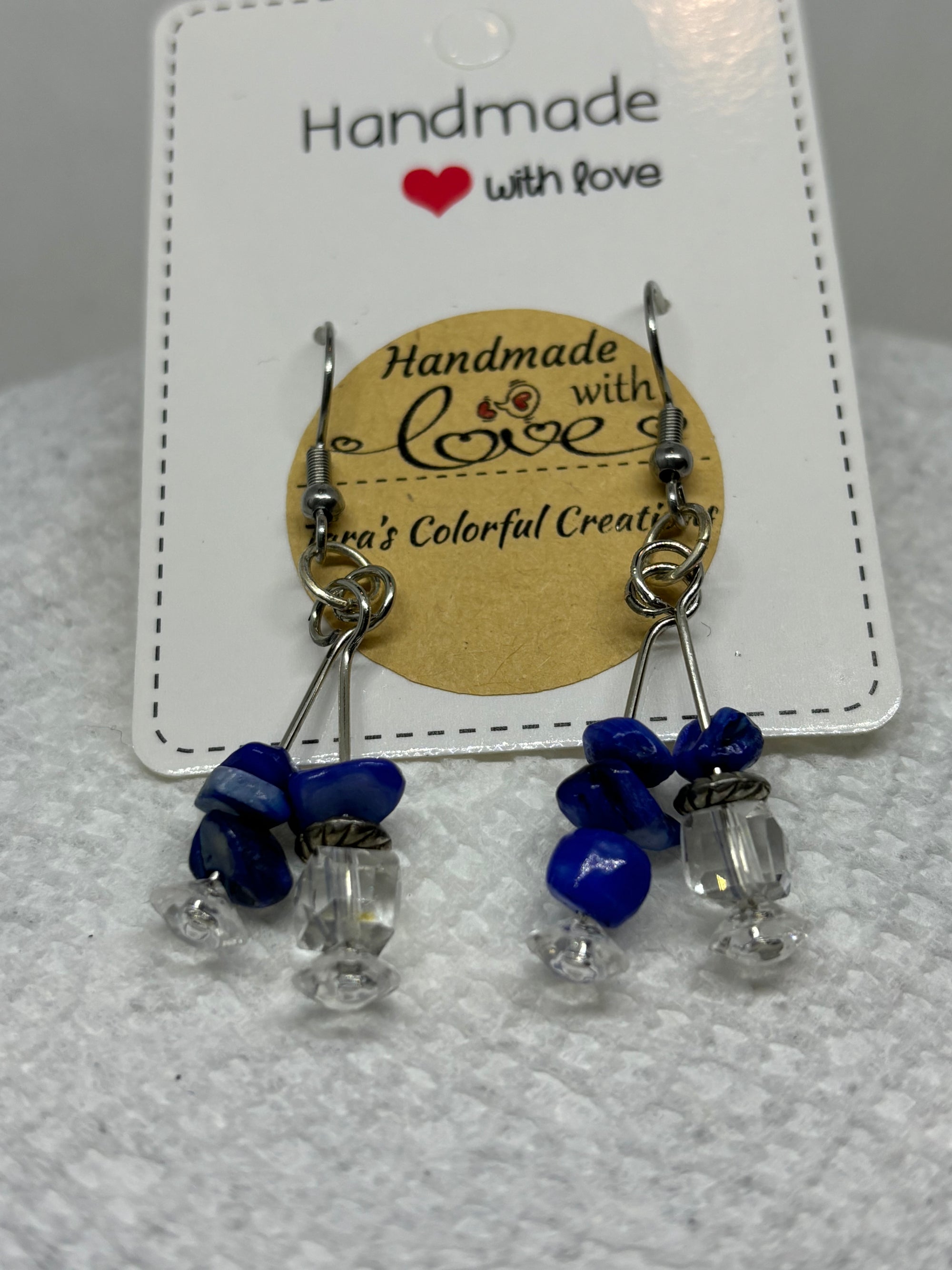 Natural Blue Stone Glass Earrings