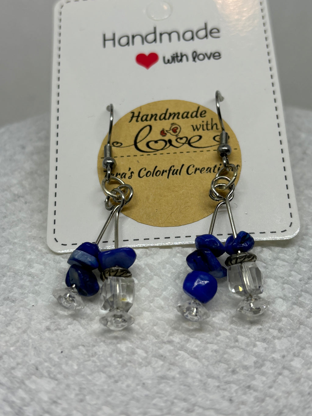 Natural Blue Stone Glass Earrings