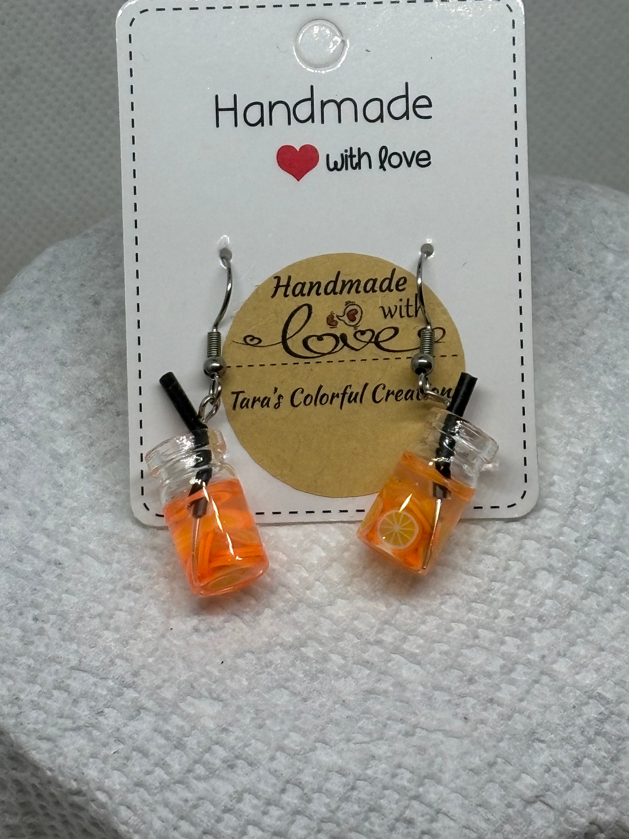 Orange Mason Jar Earrings