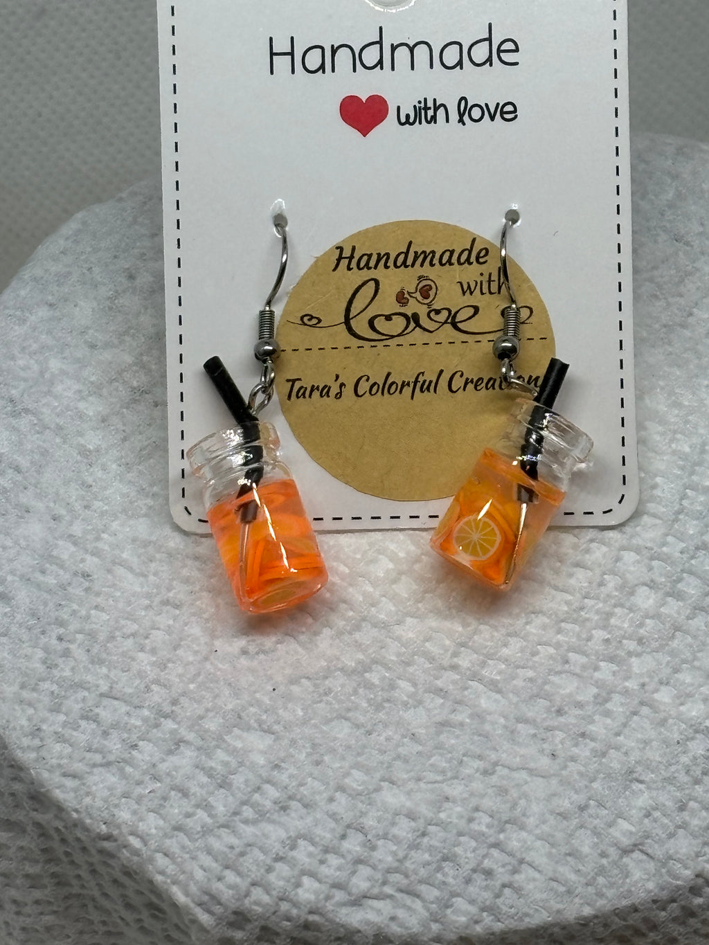 Orange Mason Jar Earrings