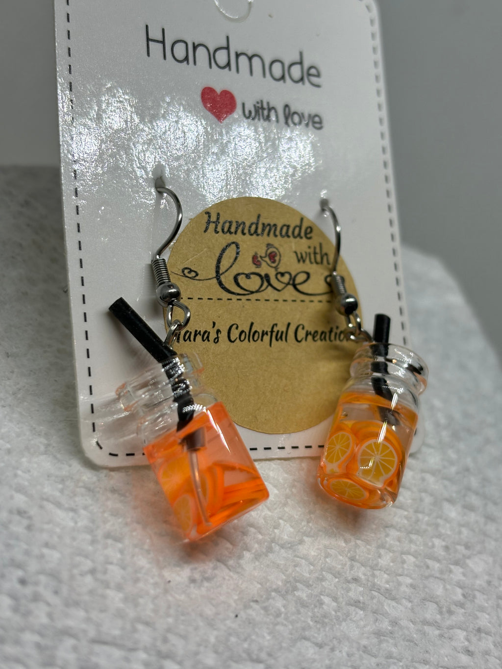 Orange Mason Jar Earrings