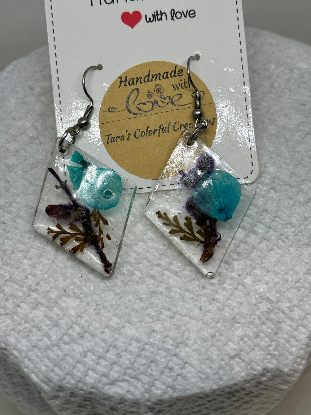 Blue Flowered Earrings