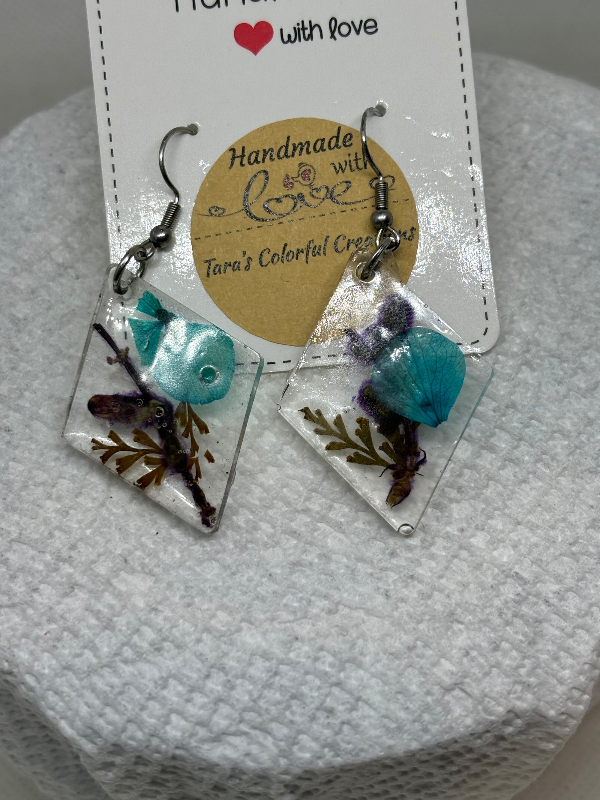 Blue Flowered Earrings