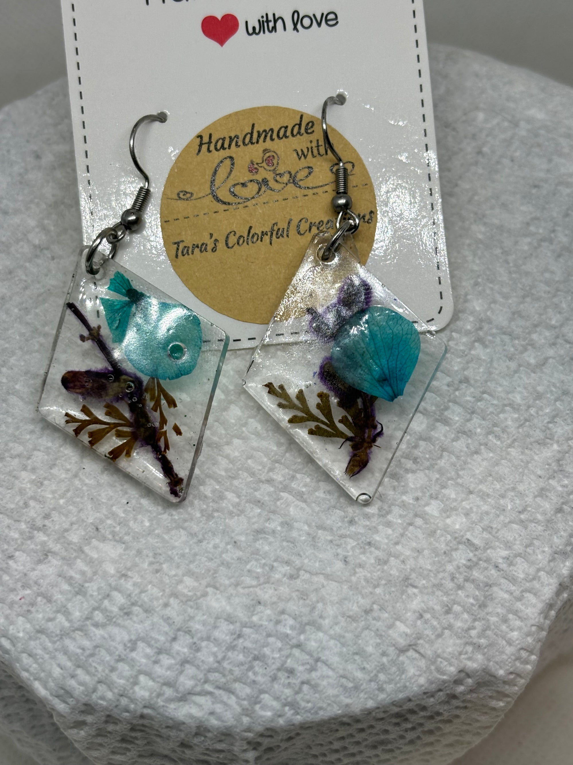 Blue Flowered Earrings