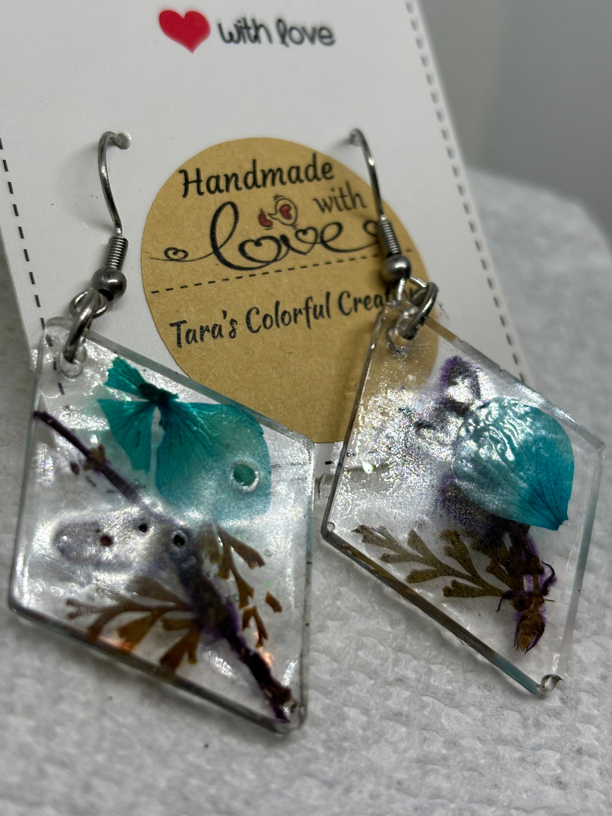 Blue Flowered Earrings
