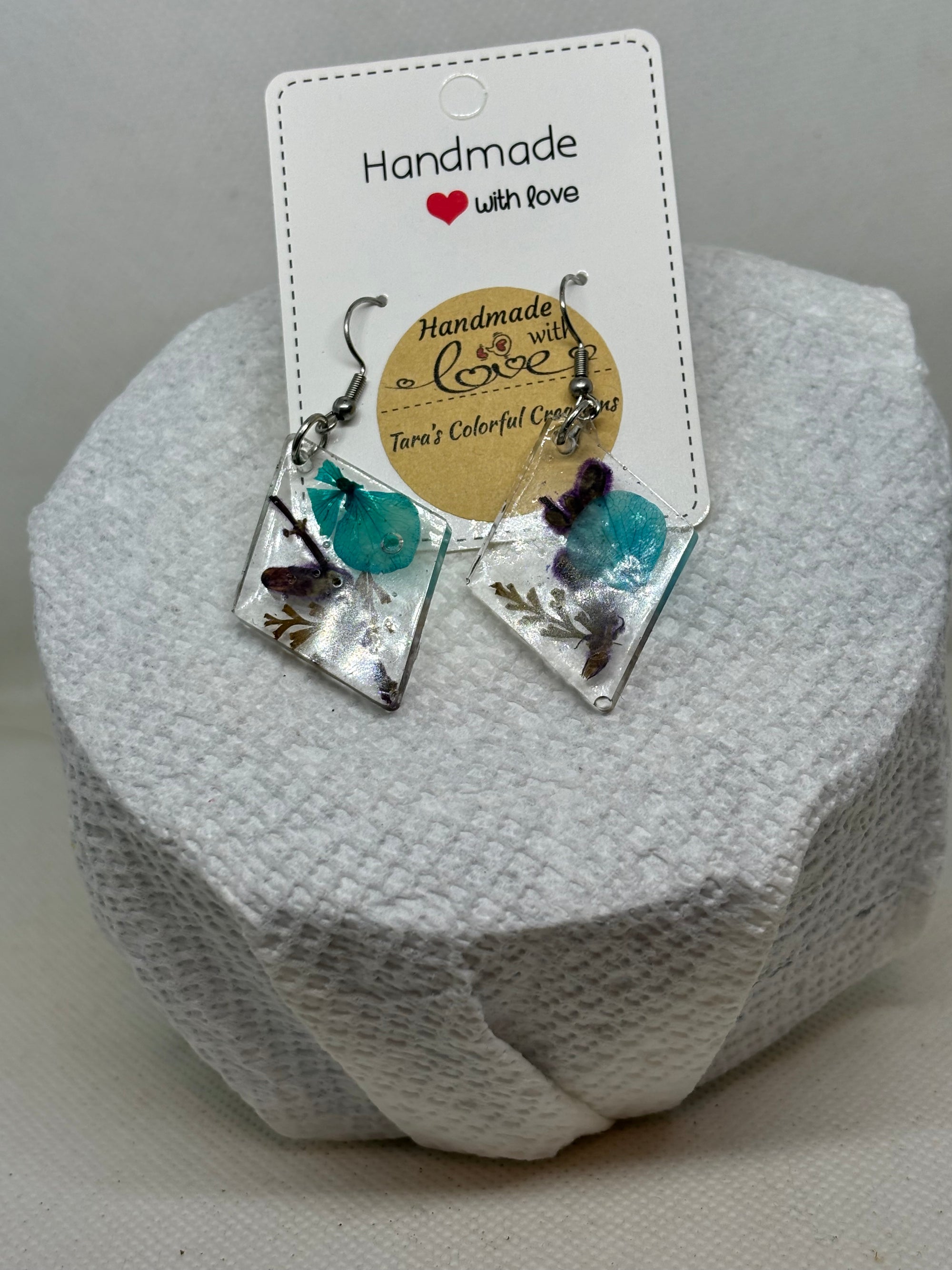 Blue Flowered Earrings