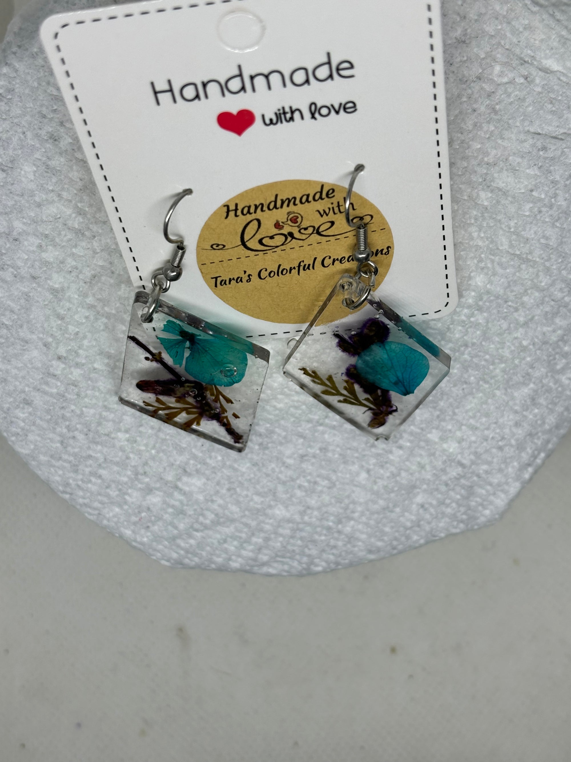 Blue Flowered Earrings