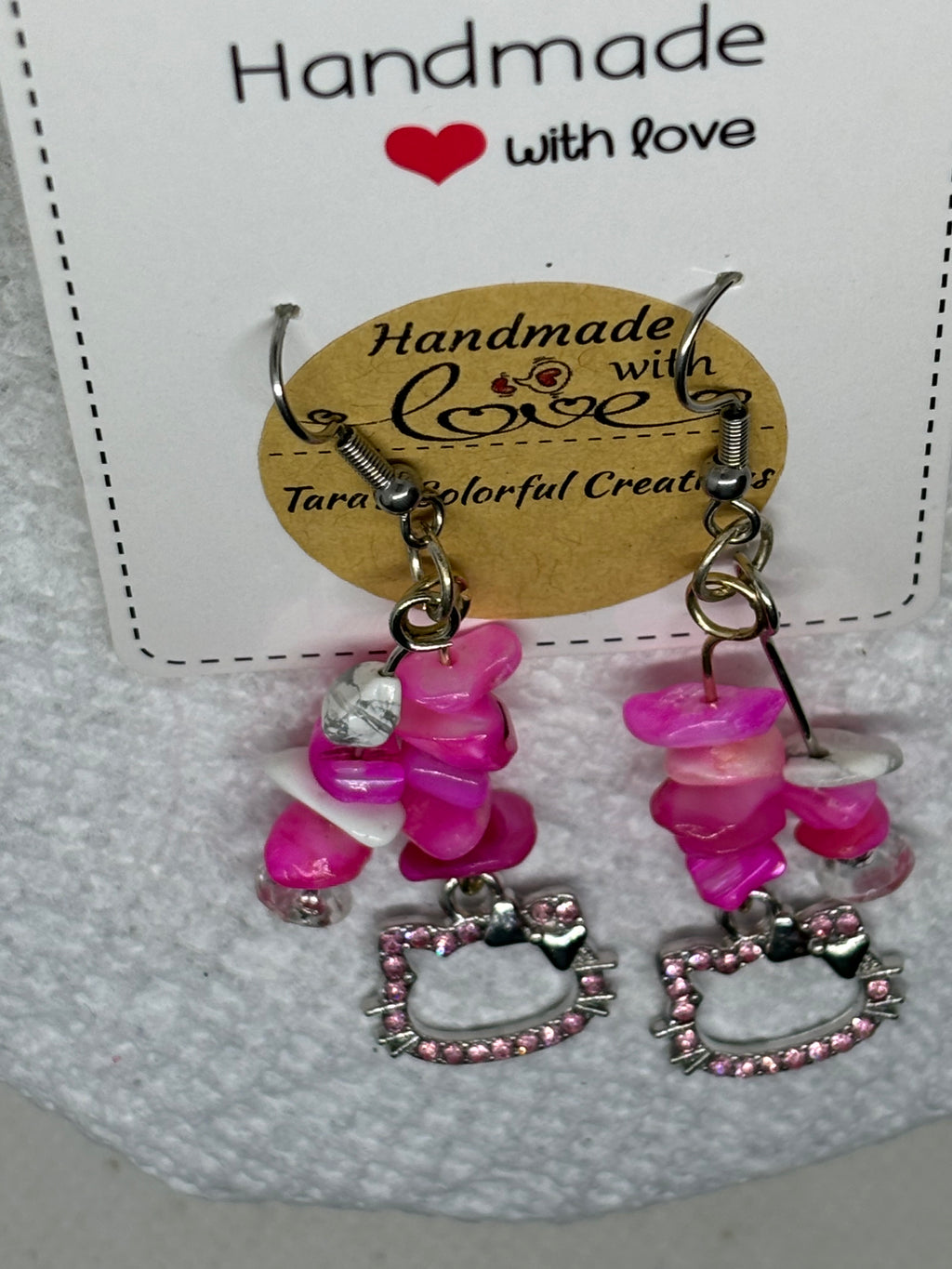 Pink Rhinestone Kitty Earrings