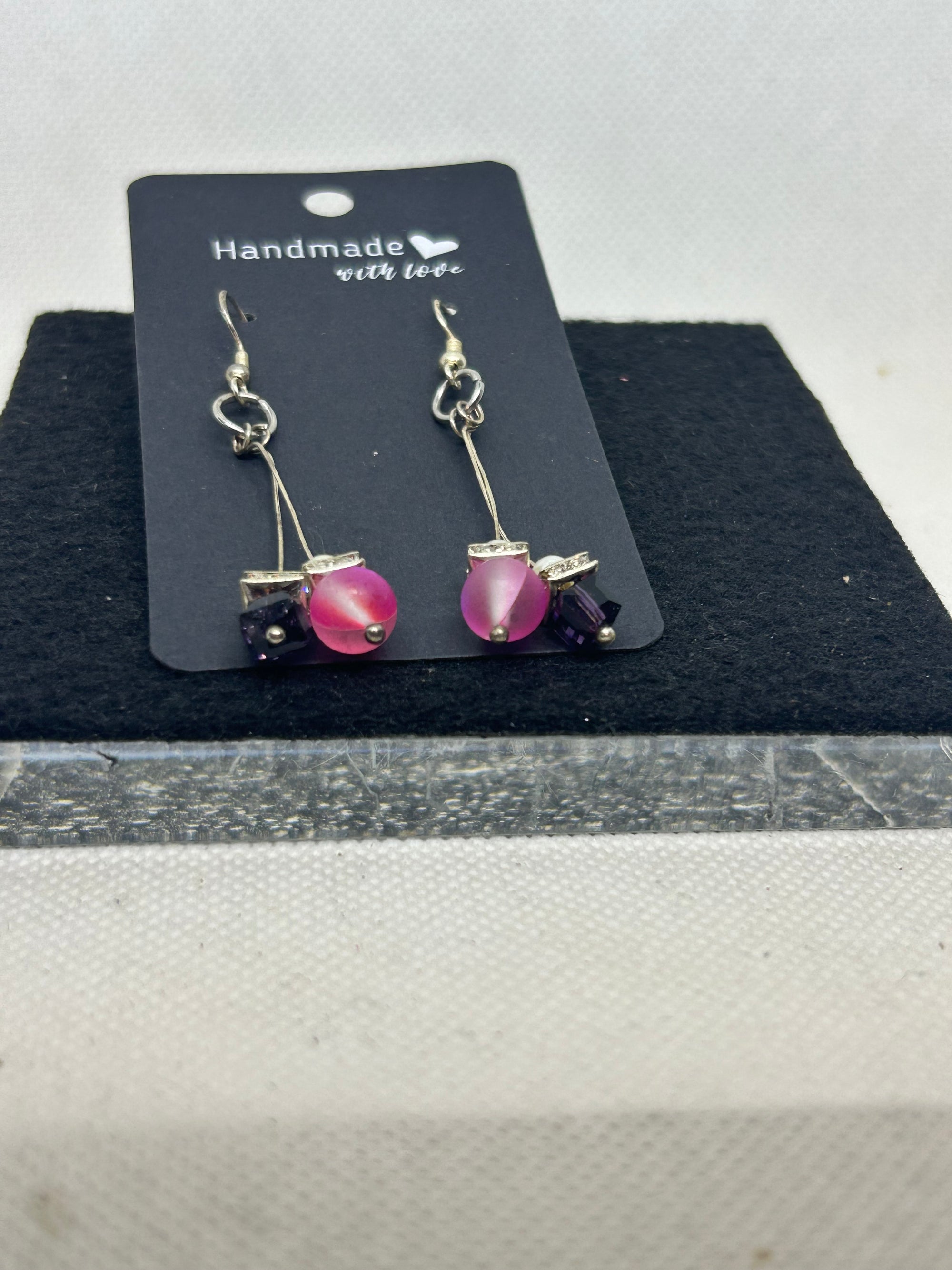 Glowing Purple Mermaid Beaded Earrings