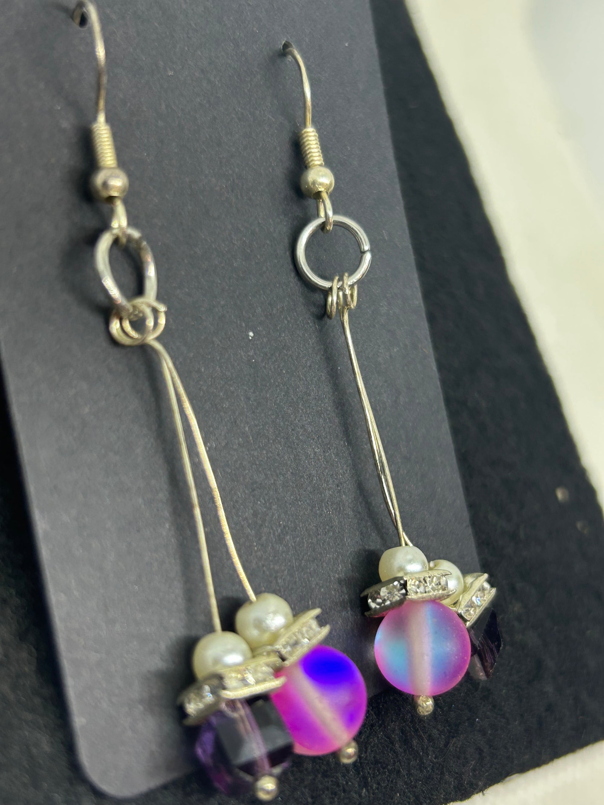 Glowing Purple Mermaid Beaded Earrings