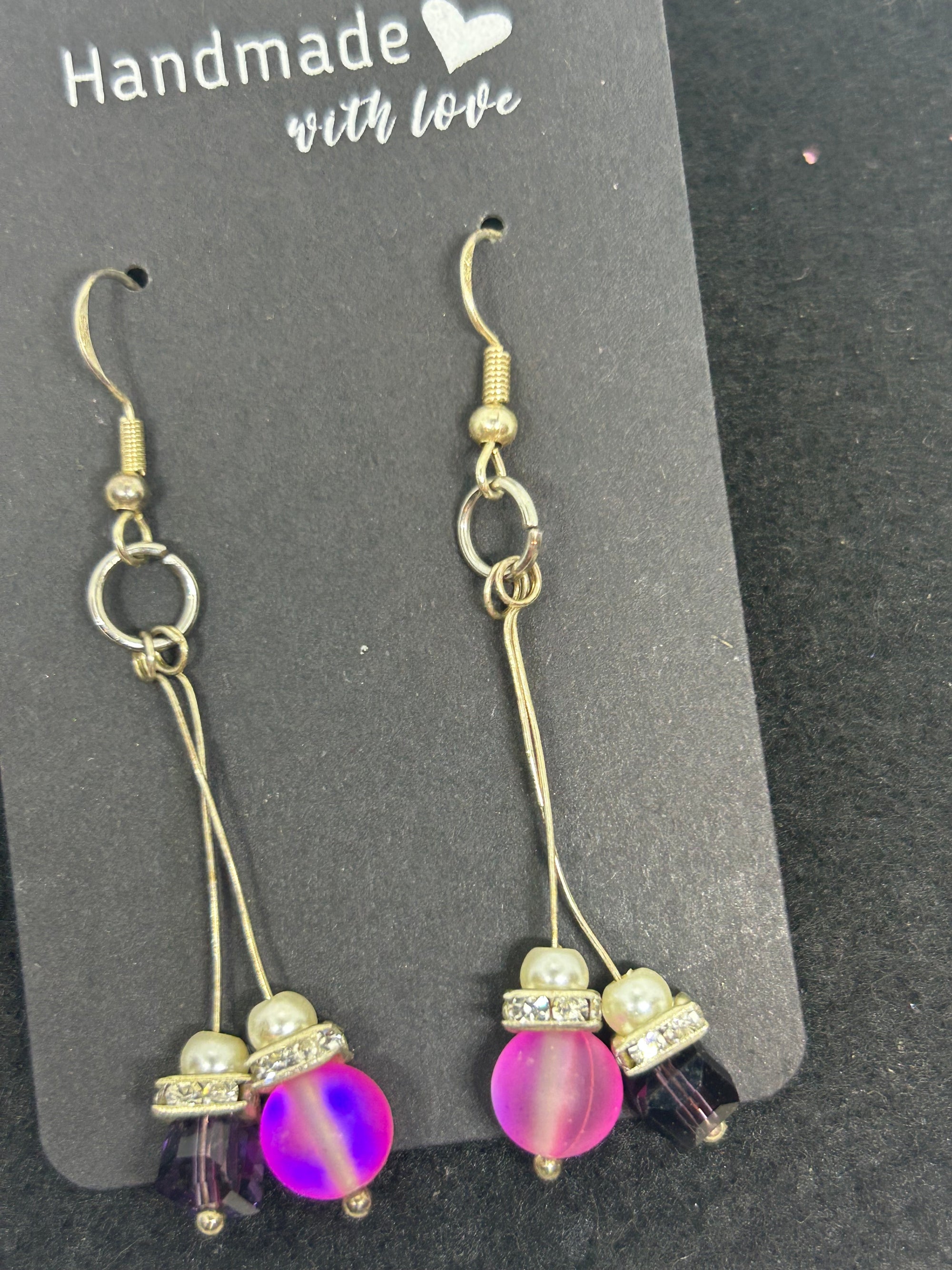 Glowing Purple Mermaid Beaded Earrings