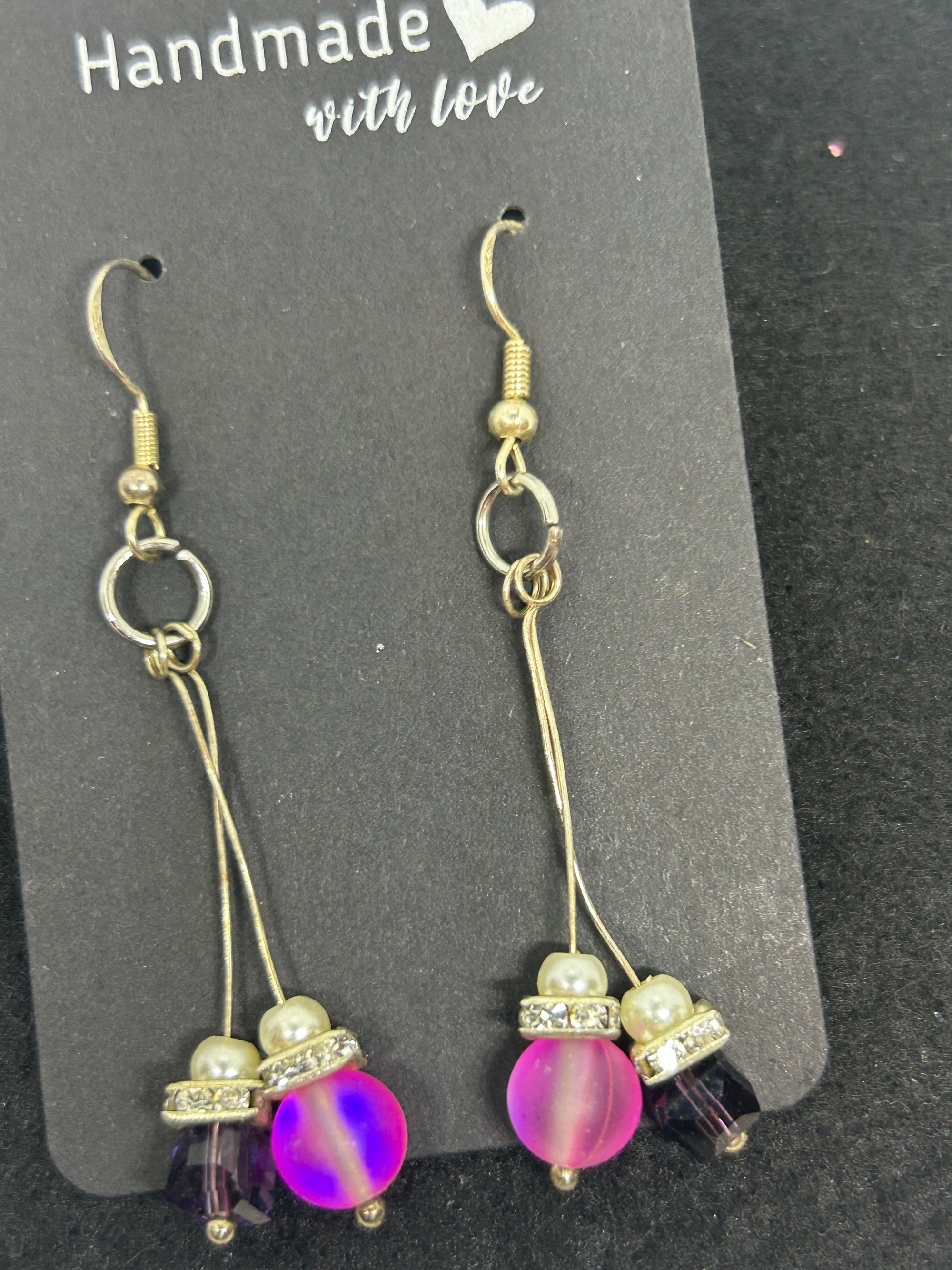 Glowing Purple Mermaid Beaded Earrings