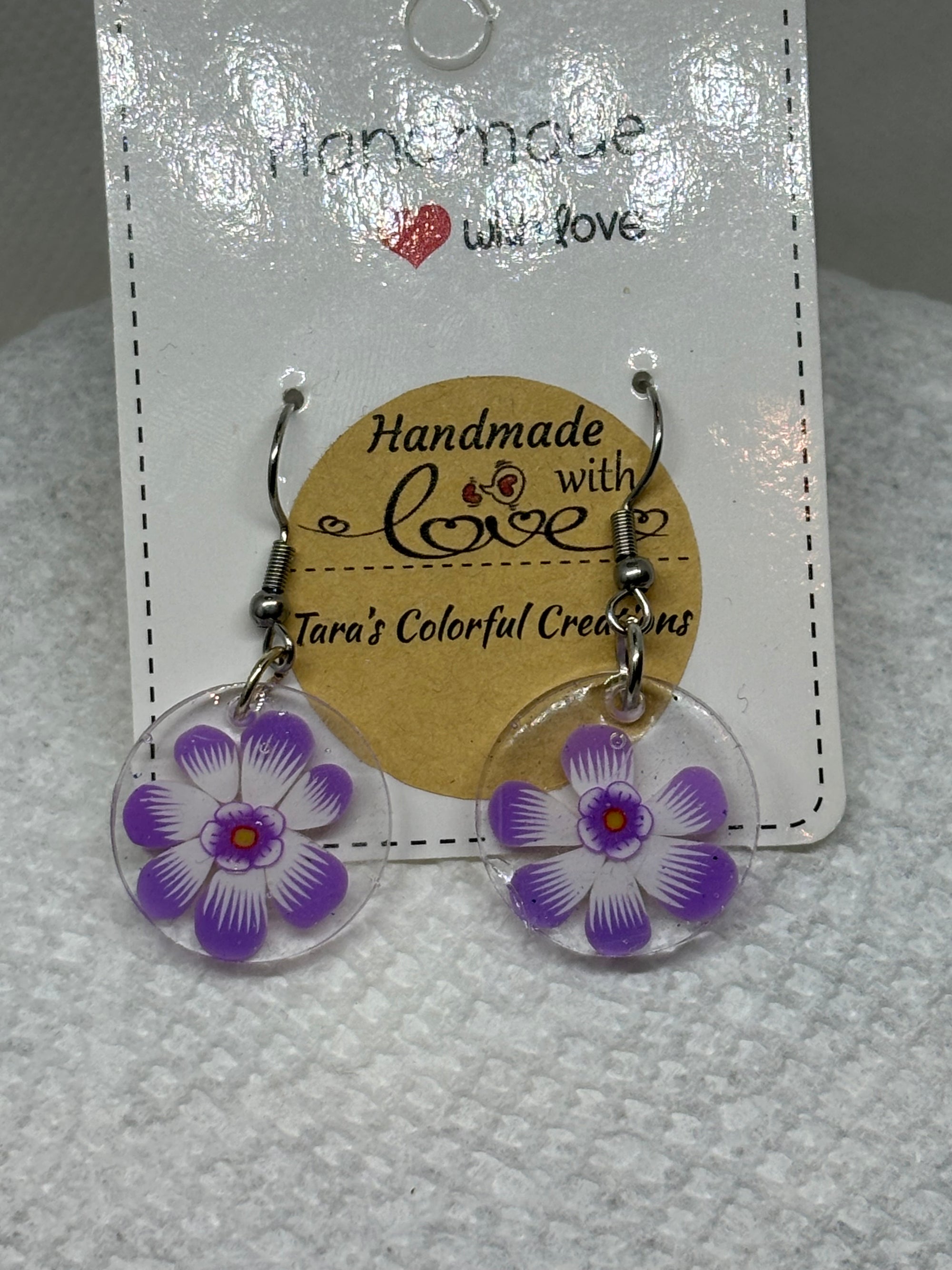 Purple Flower Earrings