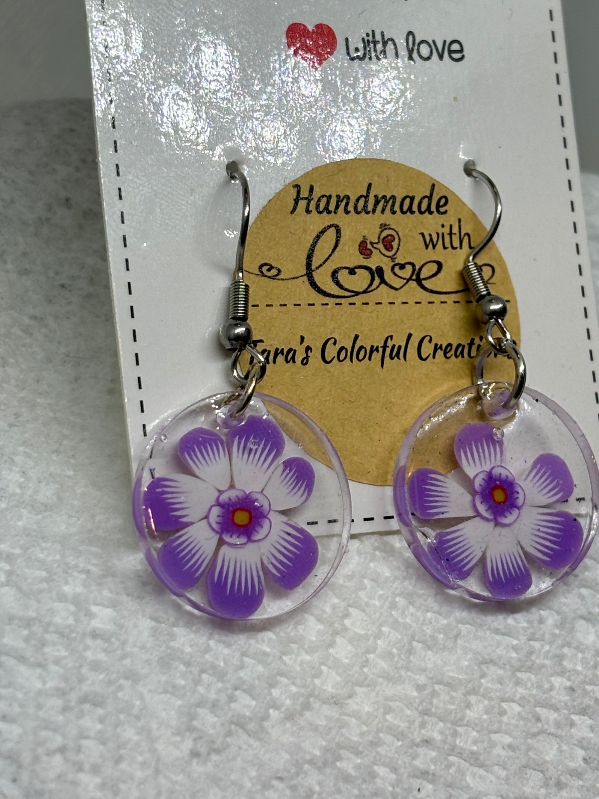 Purple Flower Earrings
