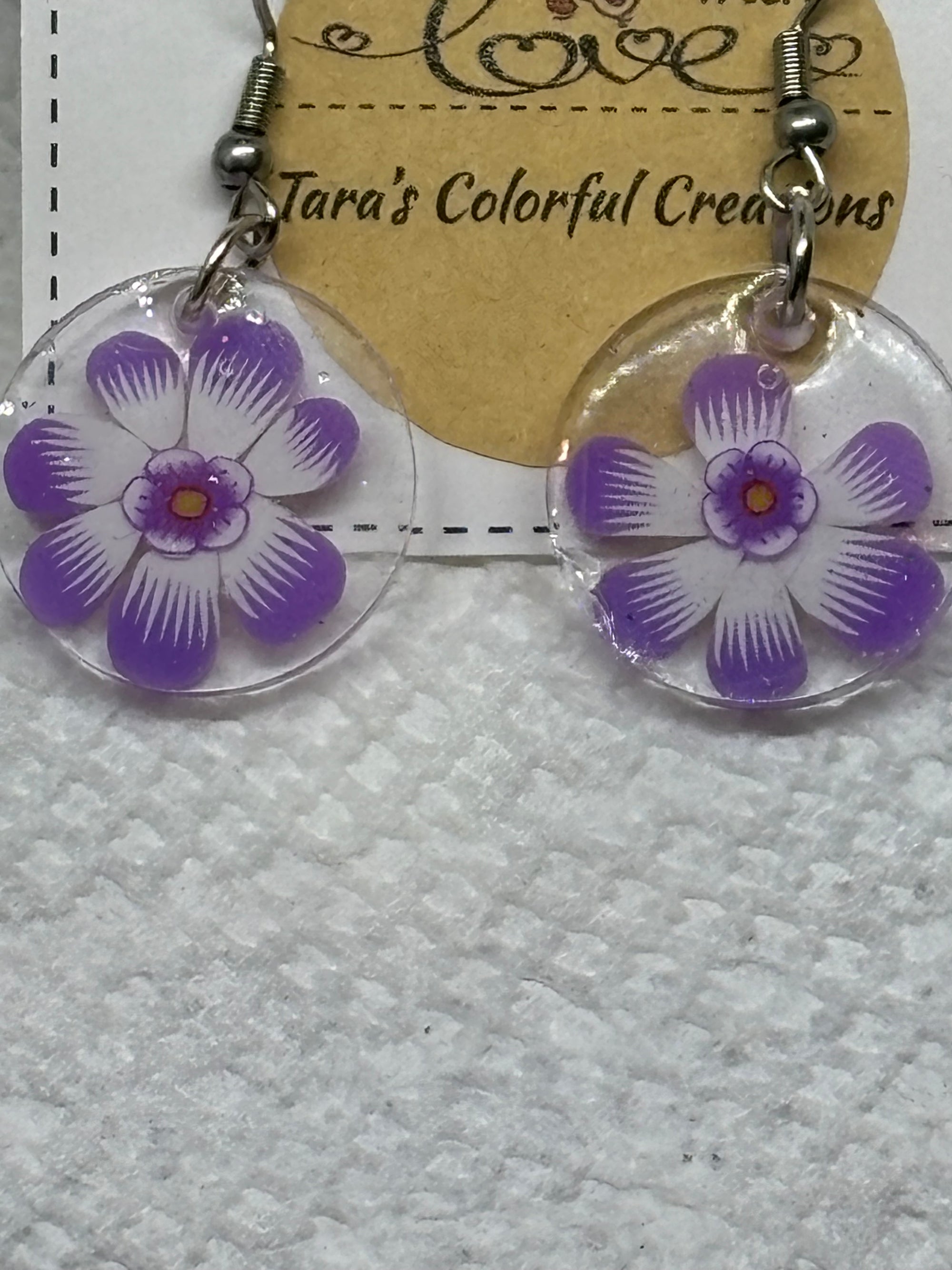 Purple Flower Earrings