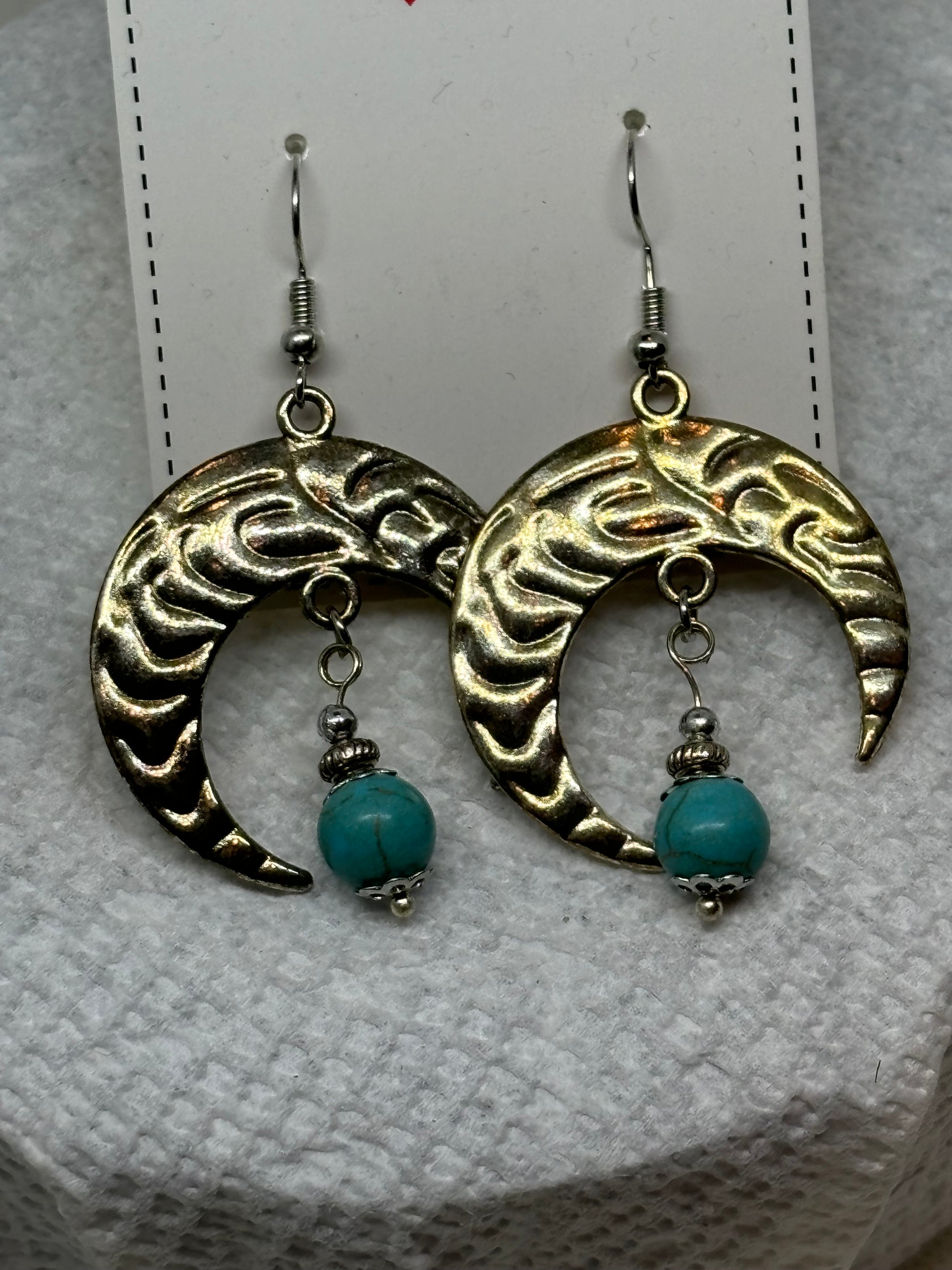Half Moon with Topaz Charm Earrings