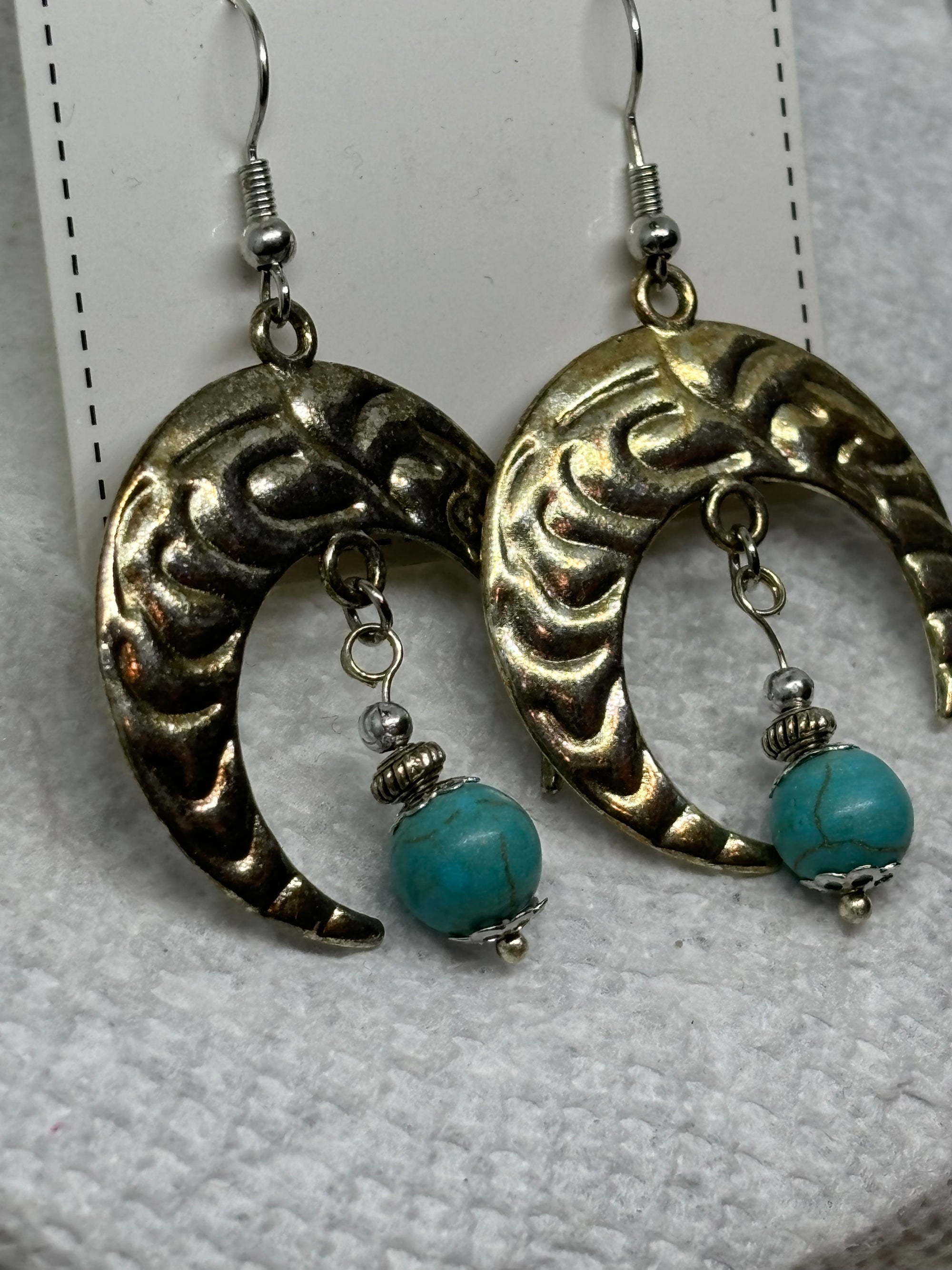 Half Moon with Topaz Charm Earrings