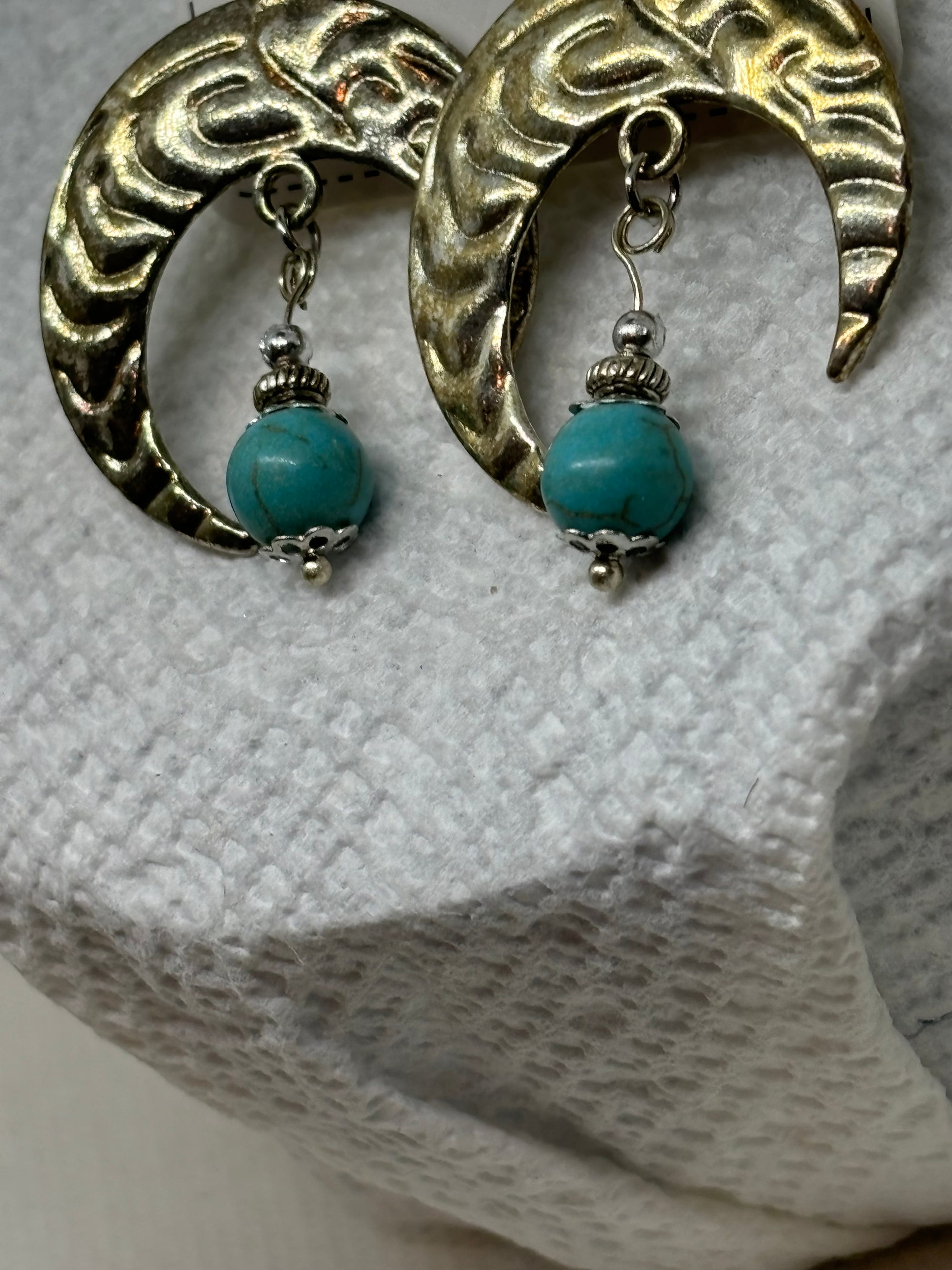 Half Moon with Topaz Charm Earrings