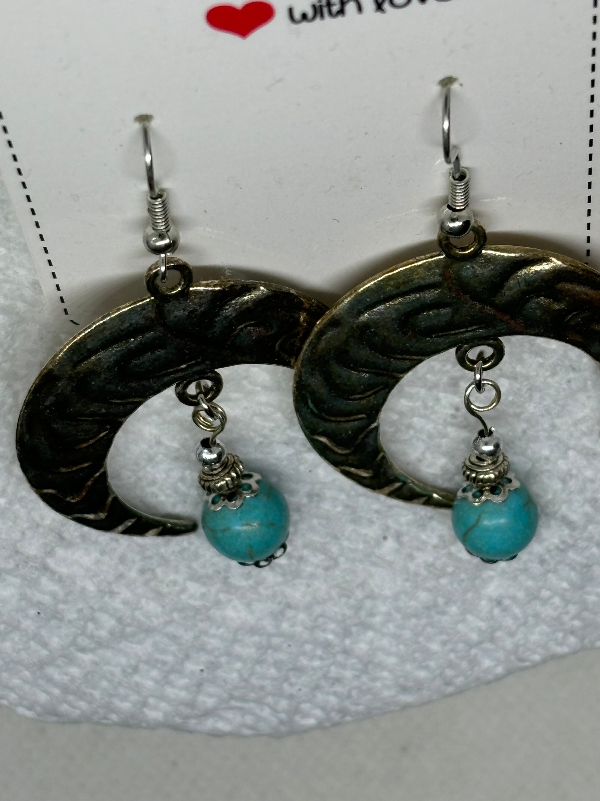 Half Moon with Topaz Charm Earrings