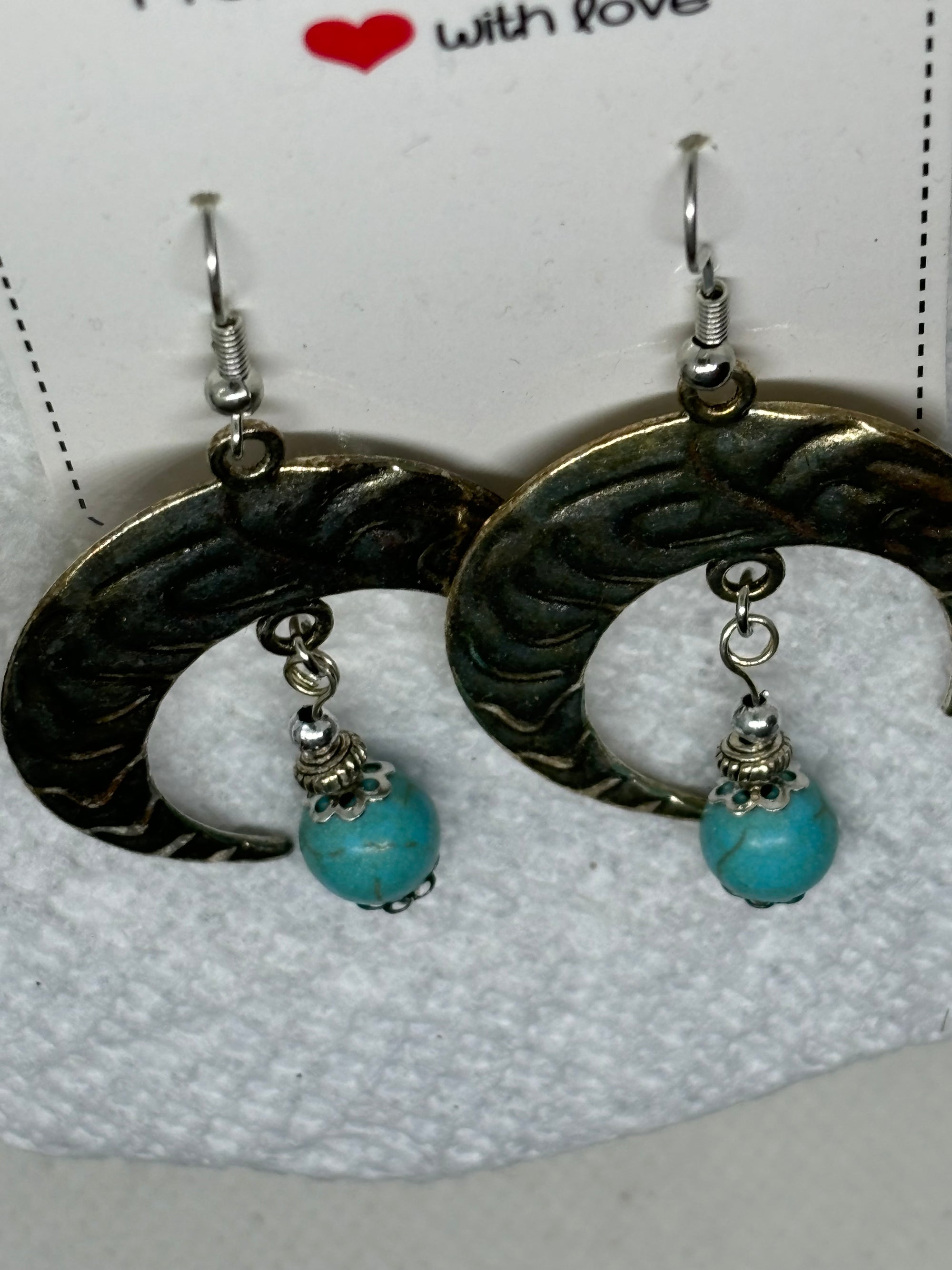 Half Moon with Topaz Charm Earrings