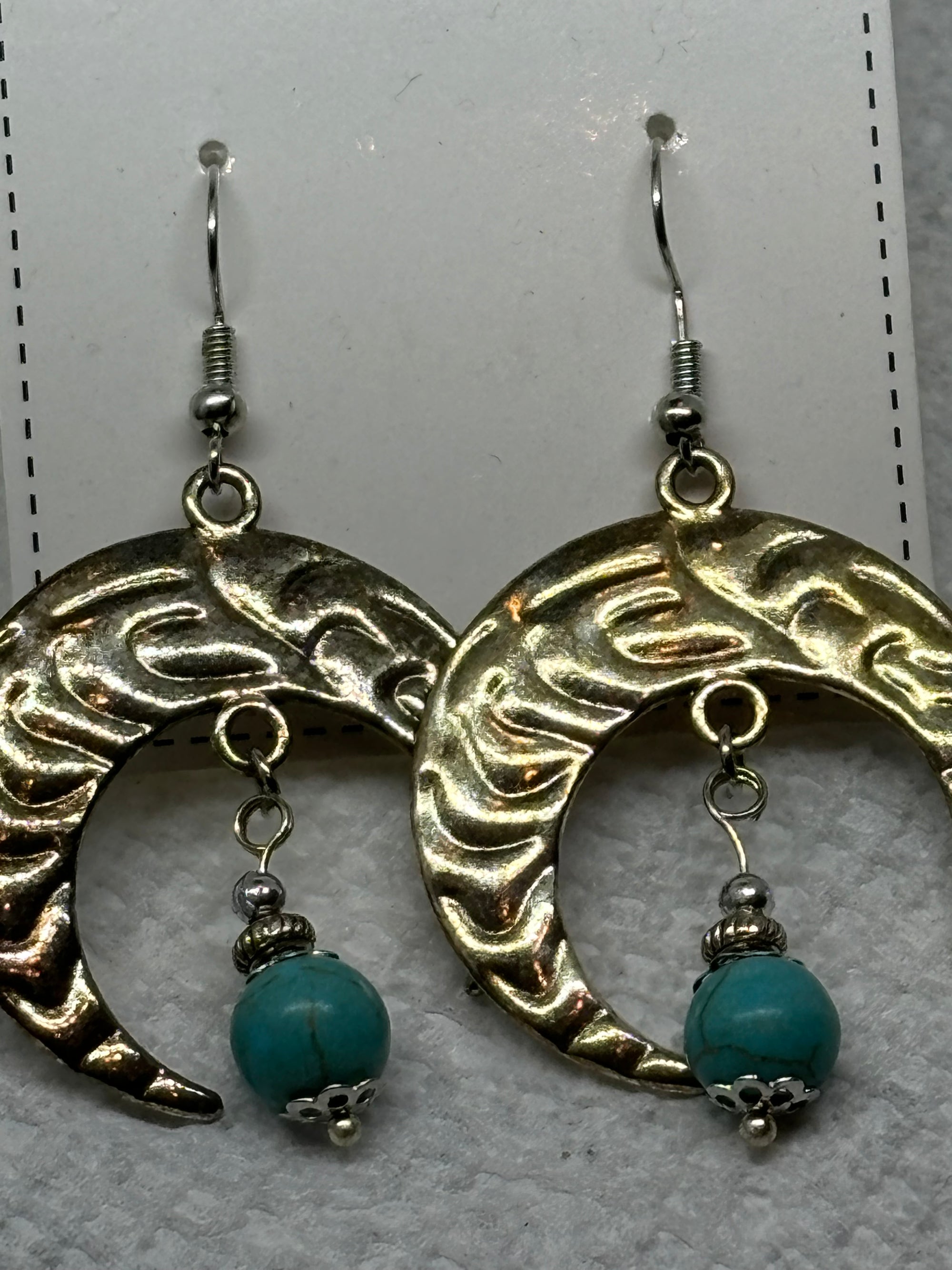 Half Moon with Topaz Charm Earrings