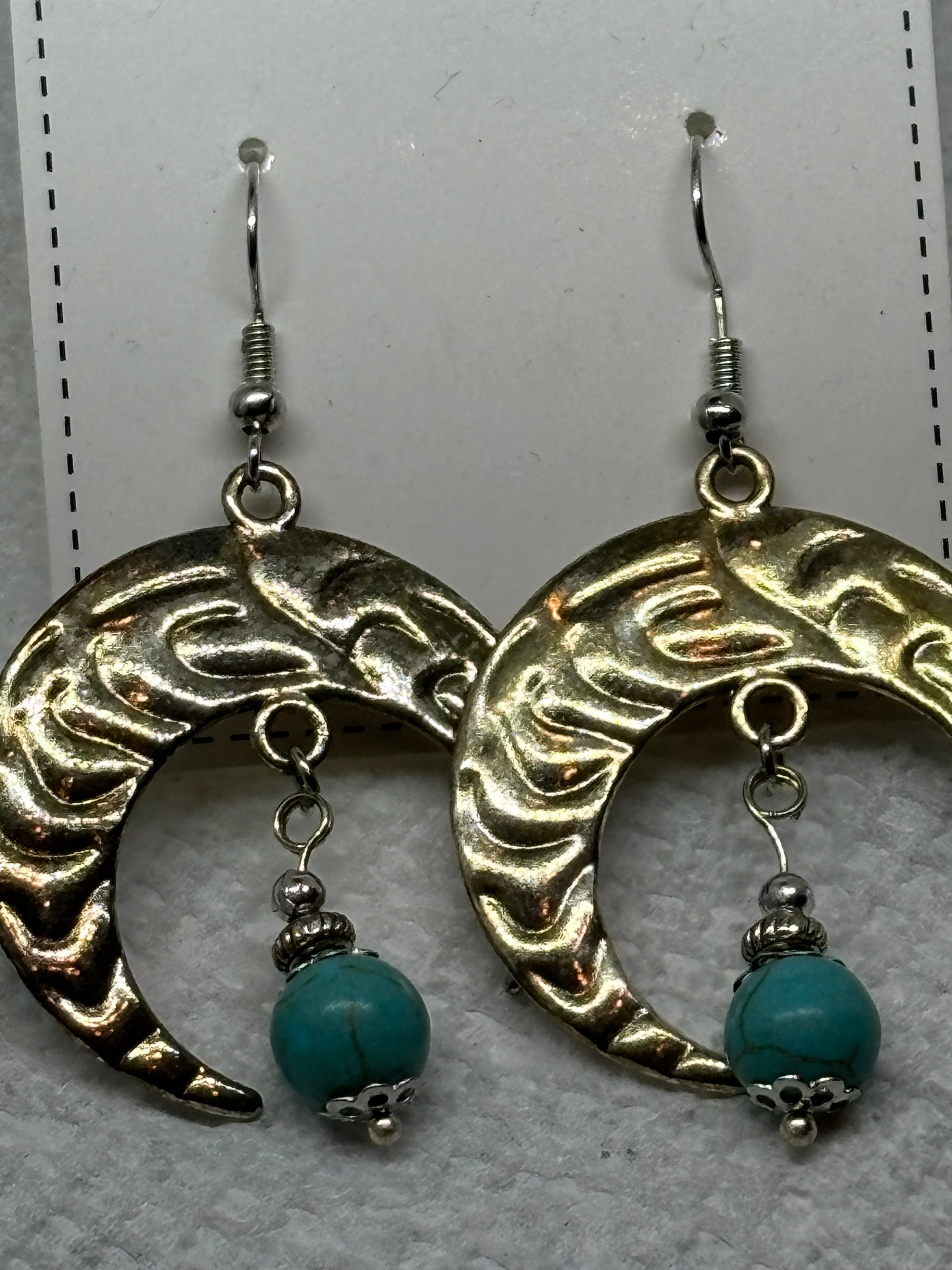 Half Moon with Topaz Charm Earrings