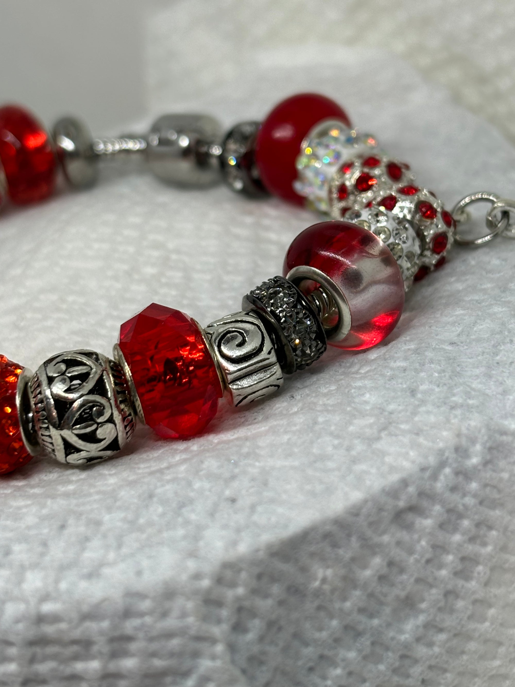 Red Awareness Ribbon Charm Bracelet