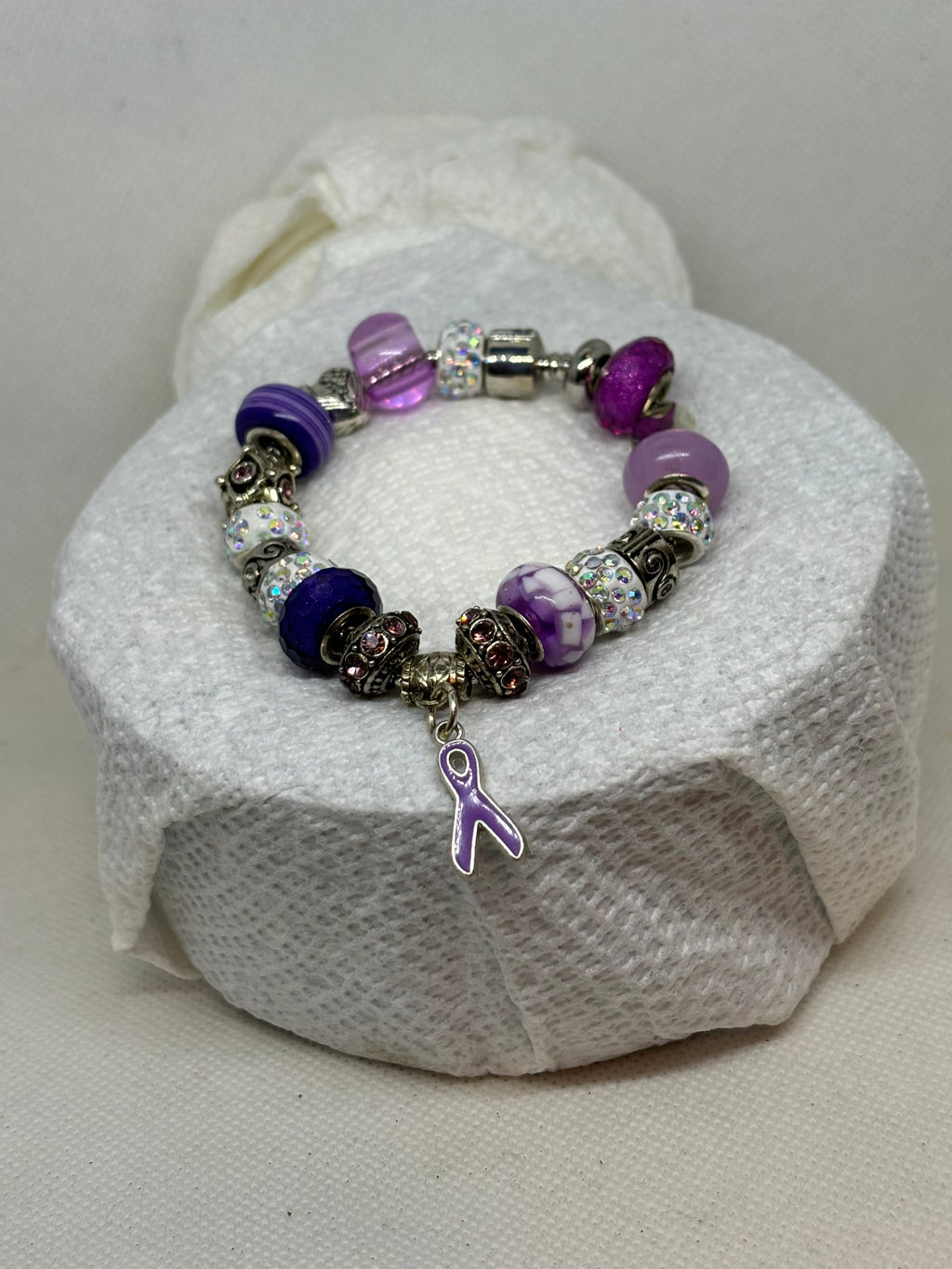 Awareness purple Ribbon Charm Bracelet