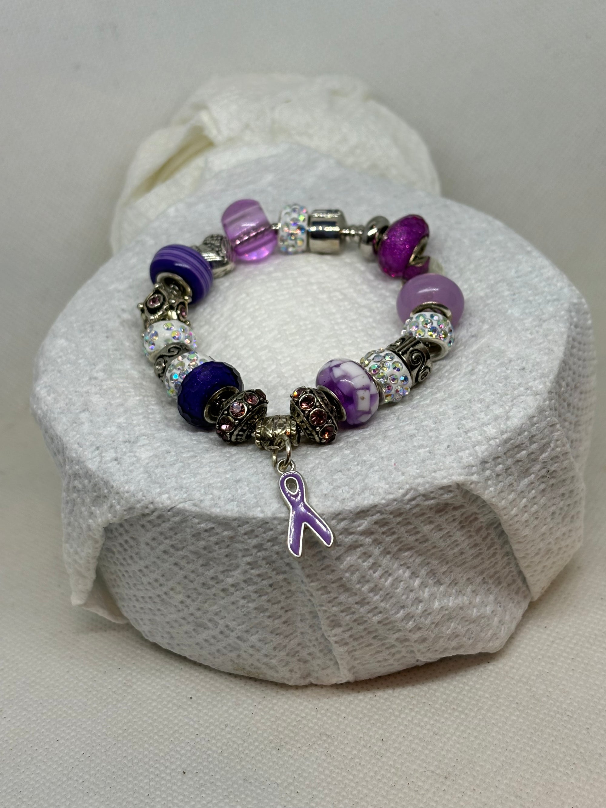 Awareness purple Ribbon Charm Bracelet