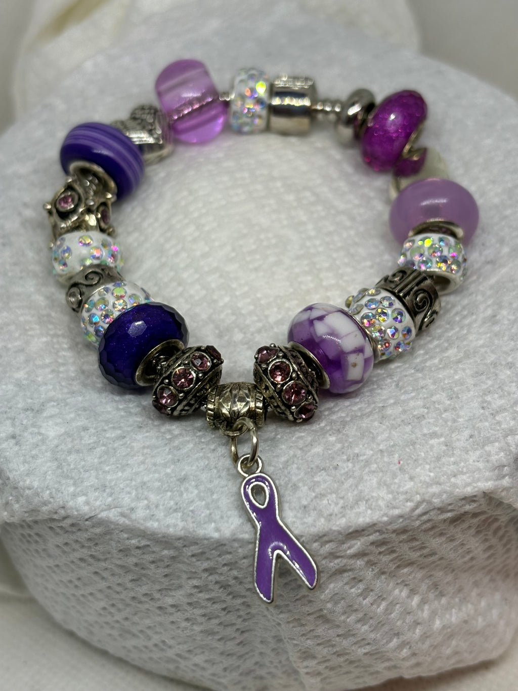 Awareness purple Ribbon Charm Bracelet