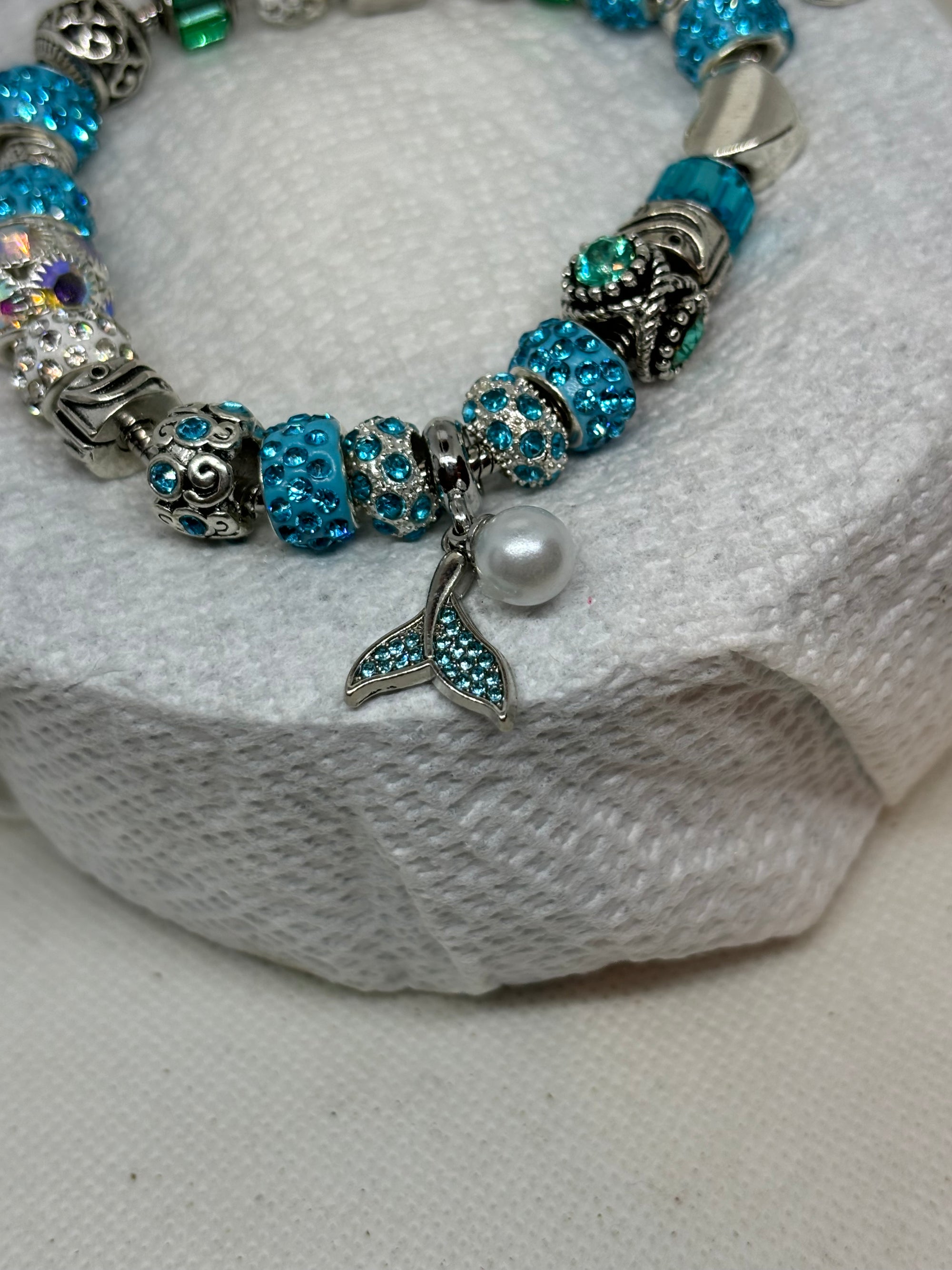 Mermaid Tail with Pearl Charm Bracelet