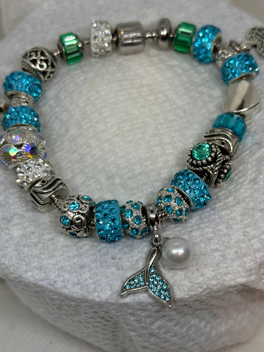 Mermaid Tail with Pearl Charm Bracelet