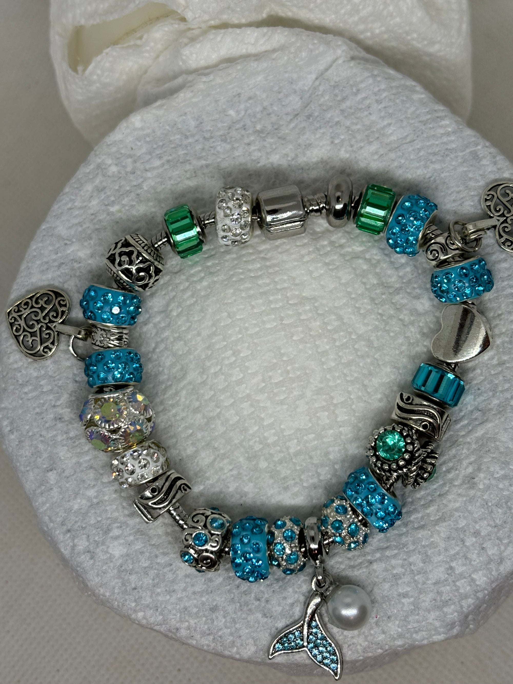 Mermaid Tail with Pearl Charm Bracelet