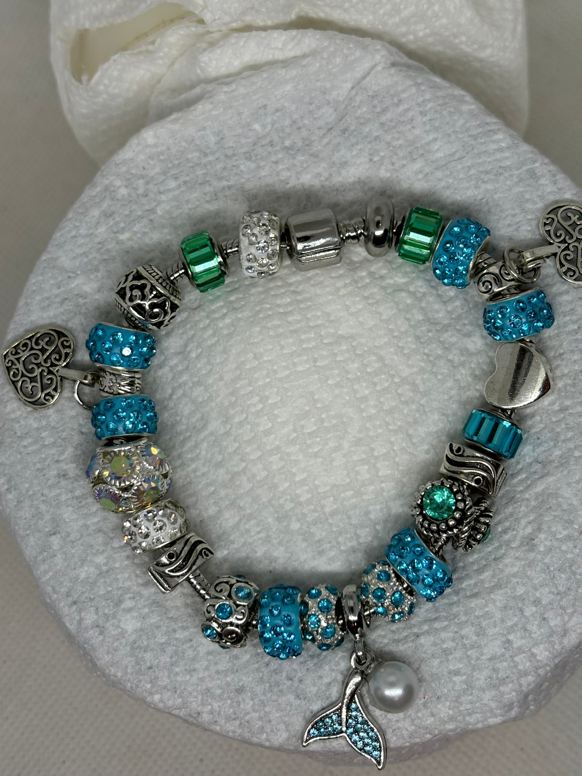 Mermaid Tail with Pearl Charm Bracelet