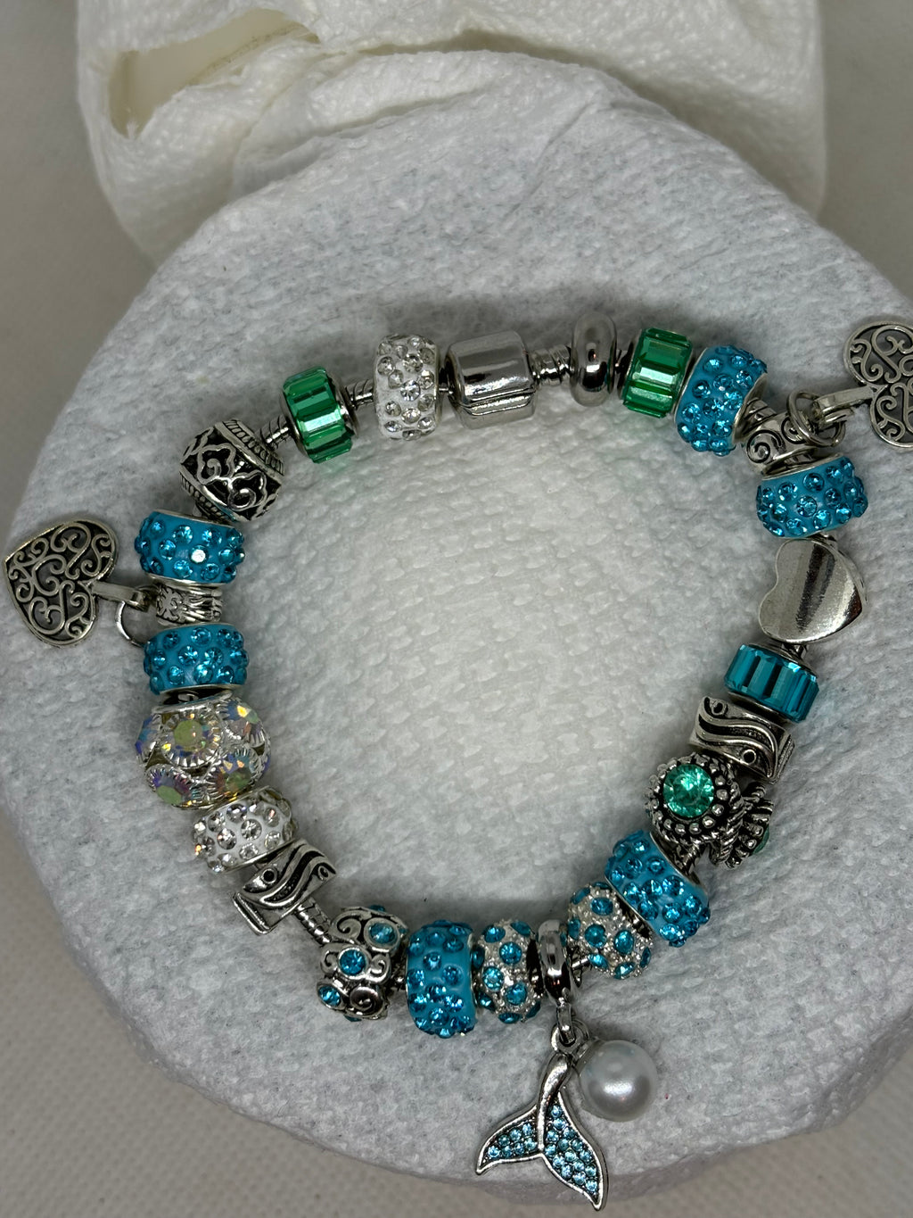 Mermaid Tail with Pearl Charm Bracelet