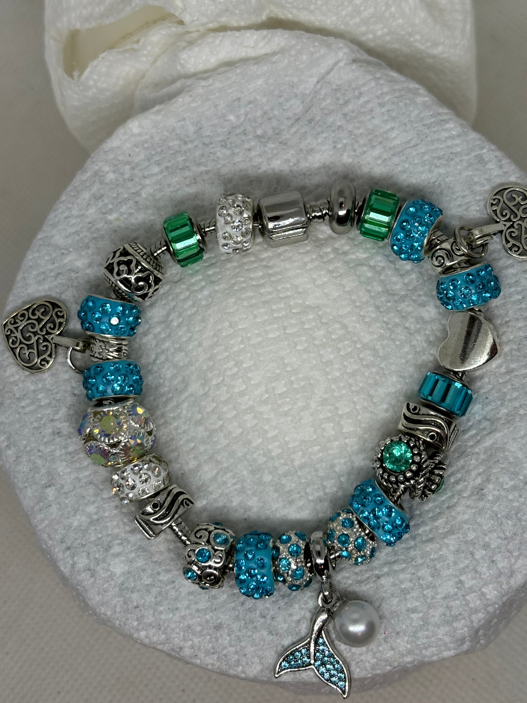 Mermaid Tail with Pearl Charm Bracelet