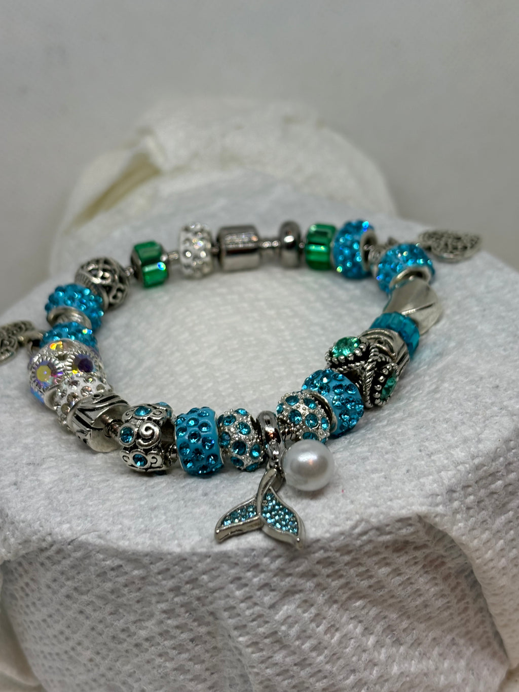 Mermaid Tail with Pearl Charm Bracelet