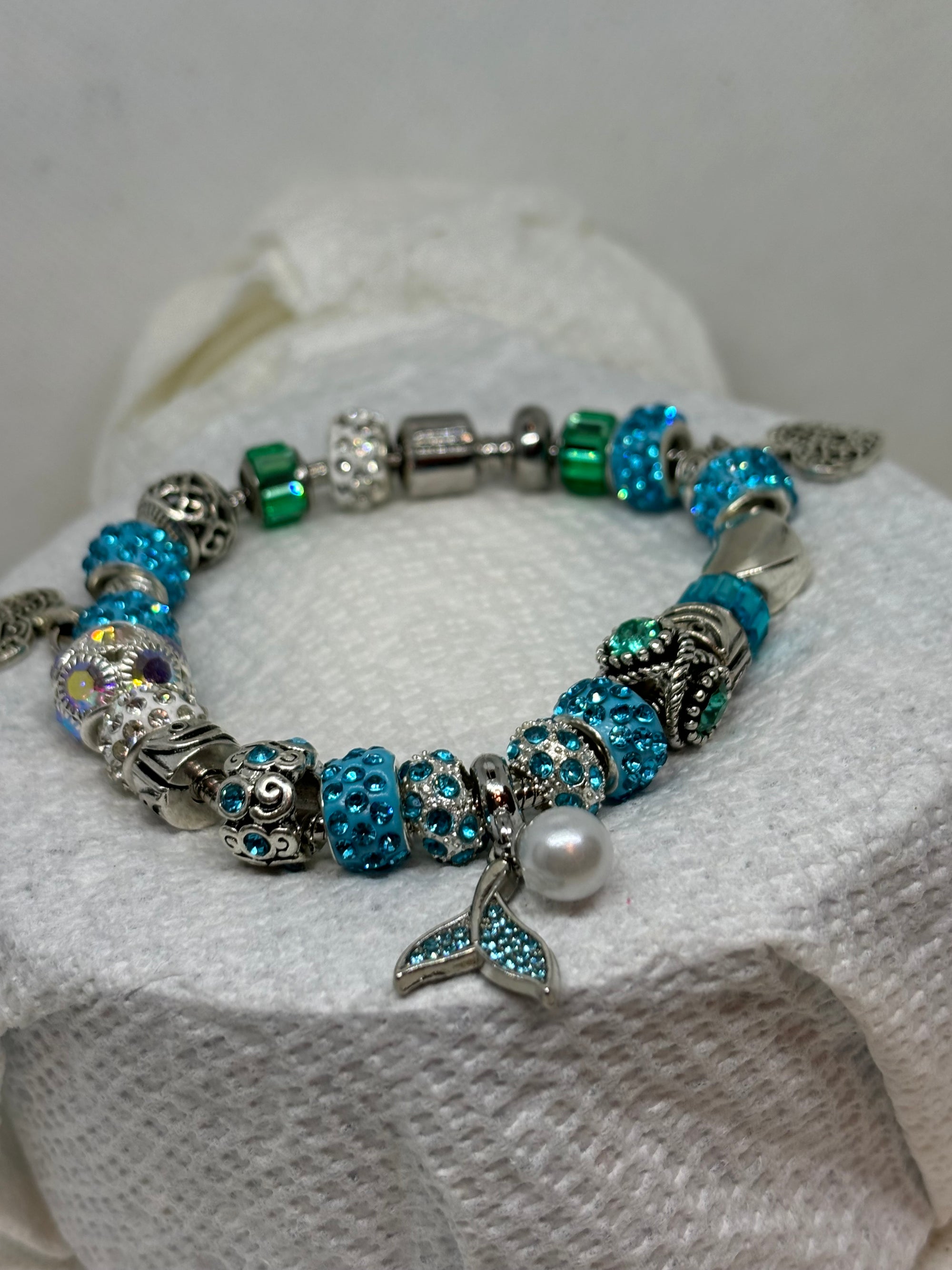 Mermaid Tail with Pearl Charm Bracelet